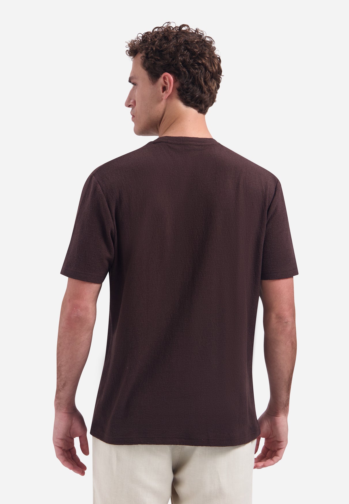 T-shirt met ronde hals en korte mouwen | Dark Brown