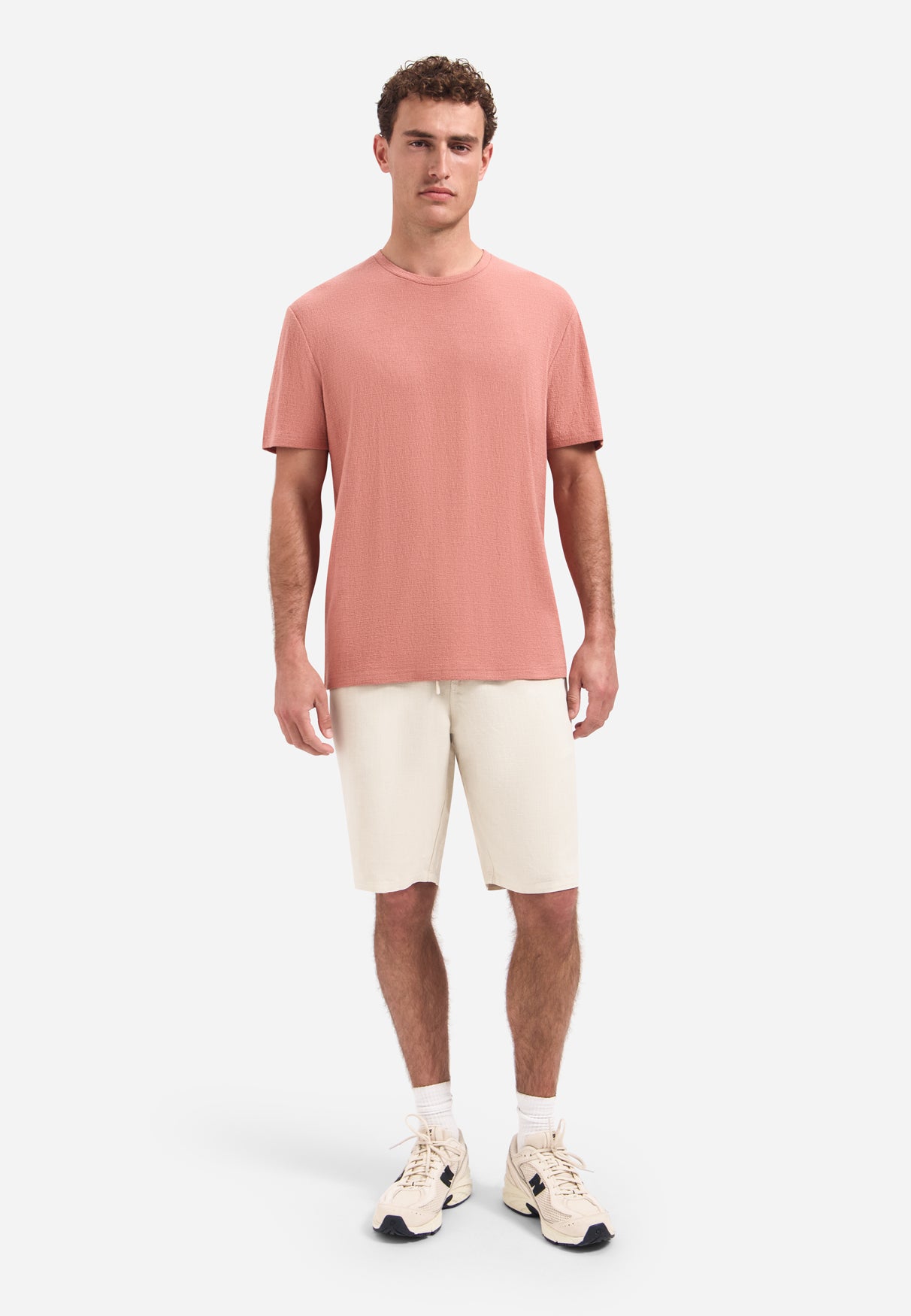 T-shirt met ronde hals en korte mouwen | Coral
