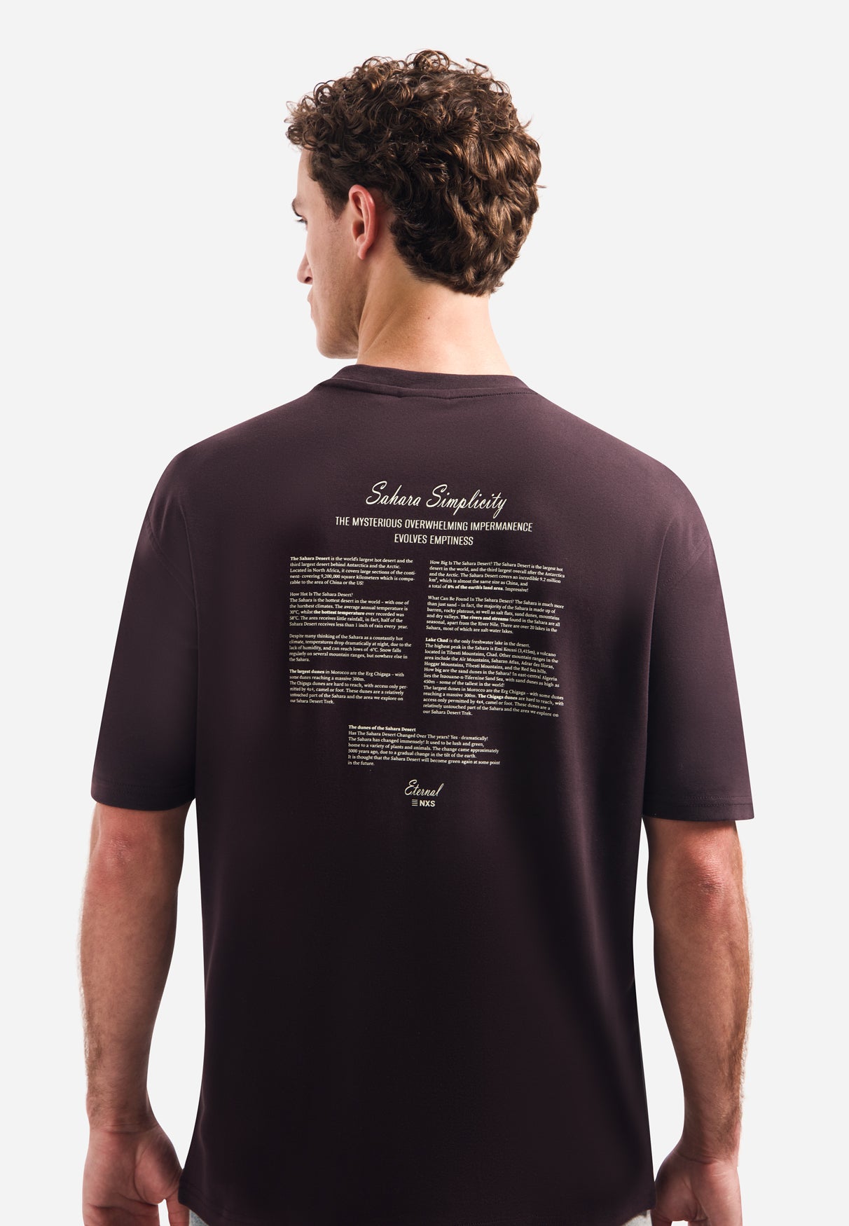 crewneck T-shirt met korte mouwen en rugprint | Dark Brown