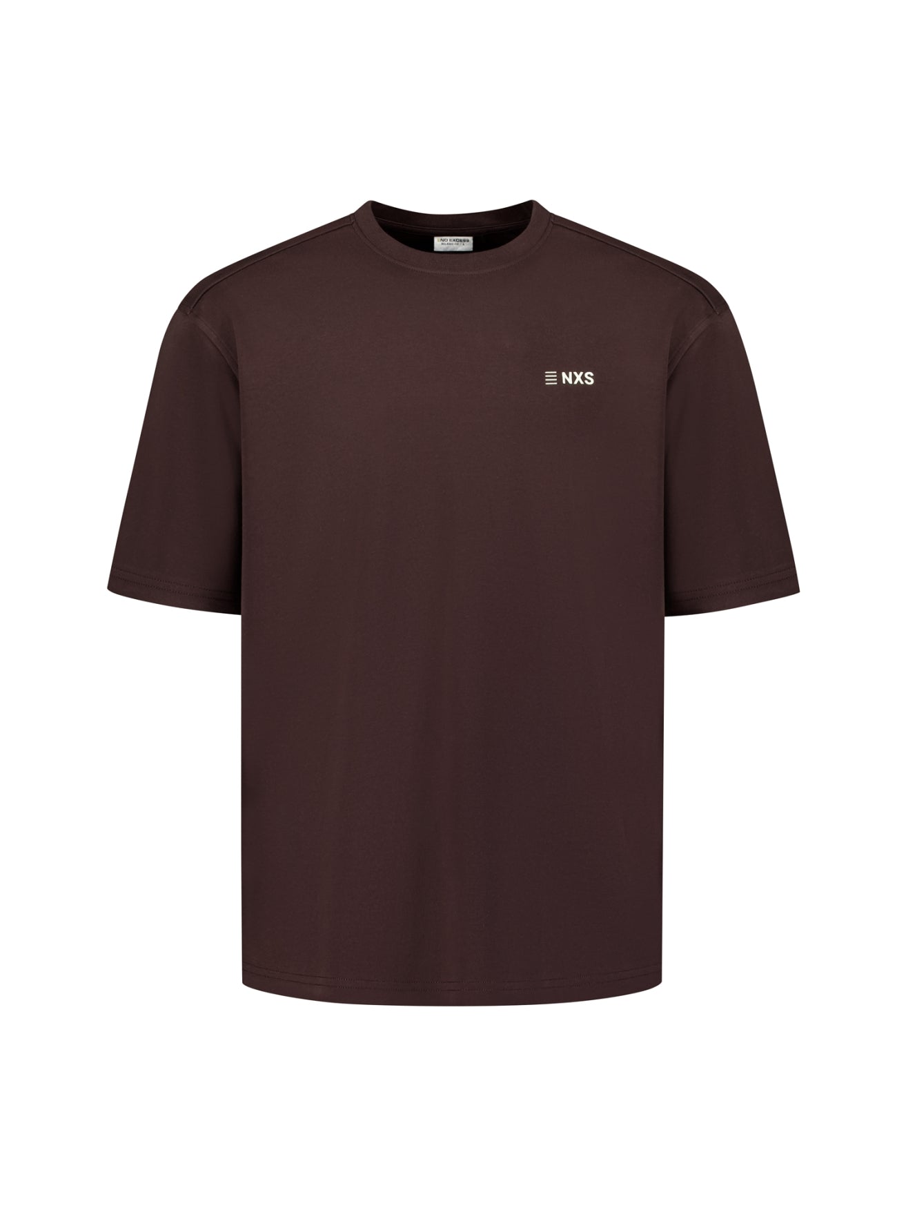 crewneck T-shirt met korte mouwen en rugprint | Dark Brown