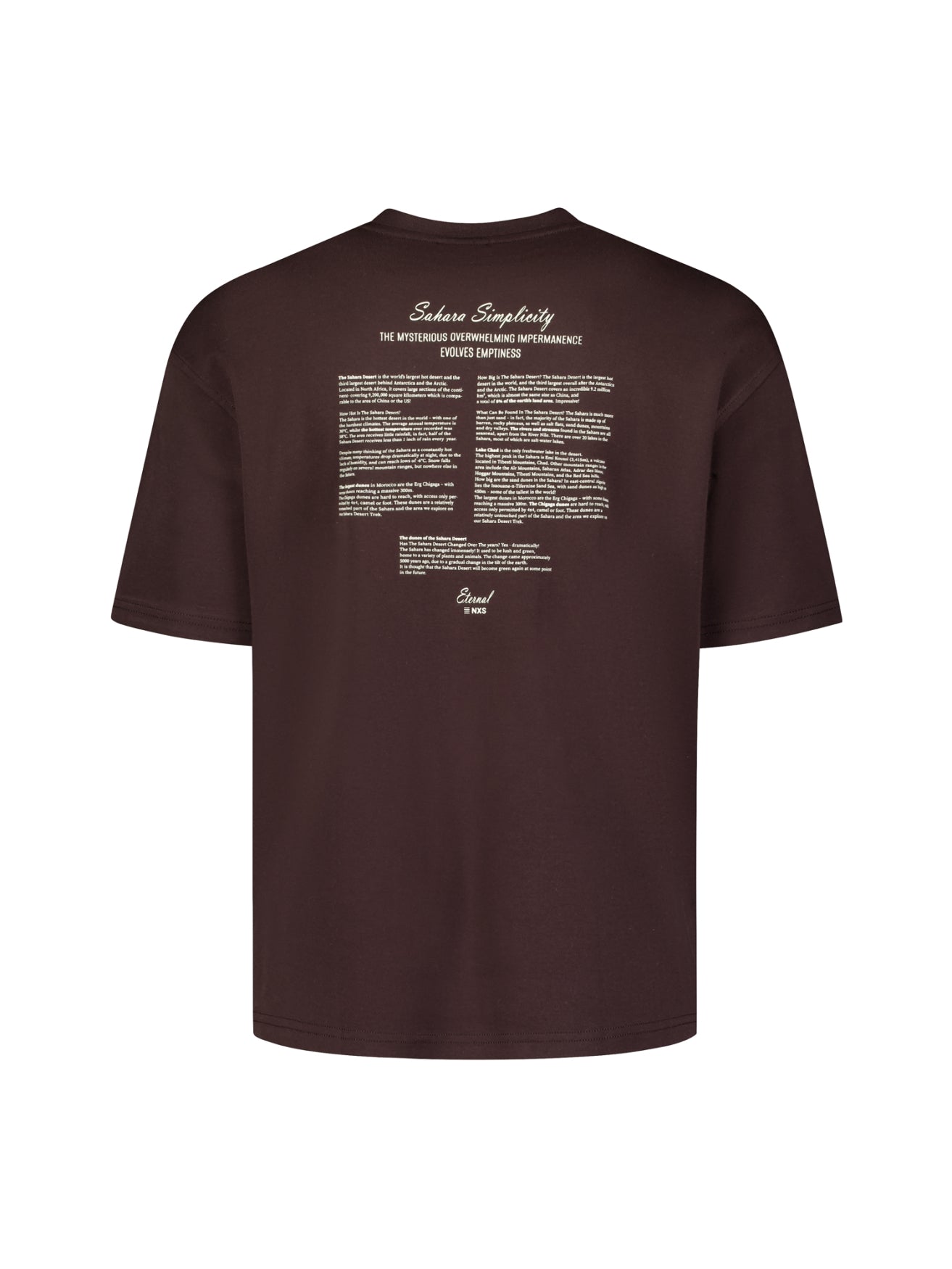 crewneck T-shirt met korte mouwen en rugprint | Dark Brown