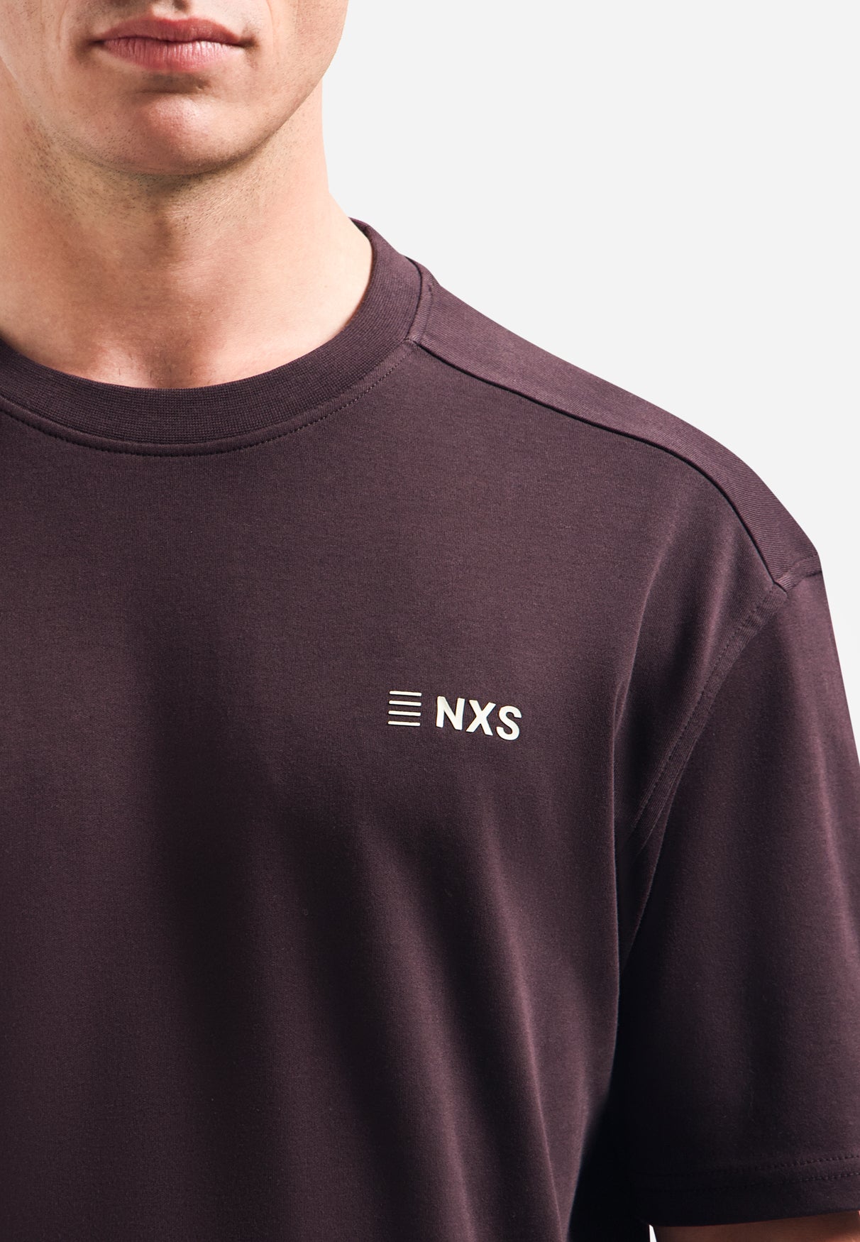 crewneck T-shirt met korte mouwen en rugprint | Dark Brown