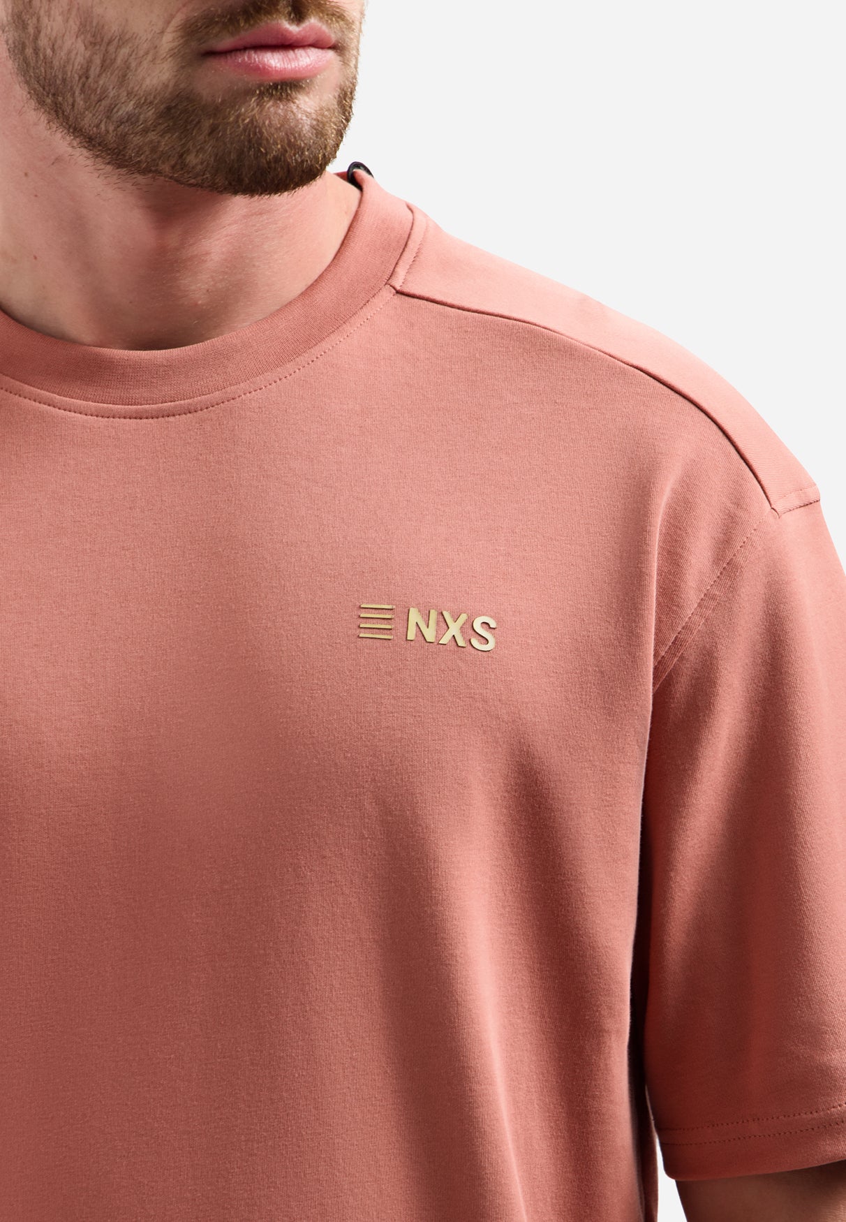 crewneck T-shirt met korte mouwen en rugprint | Coral