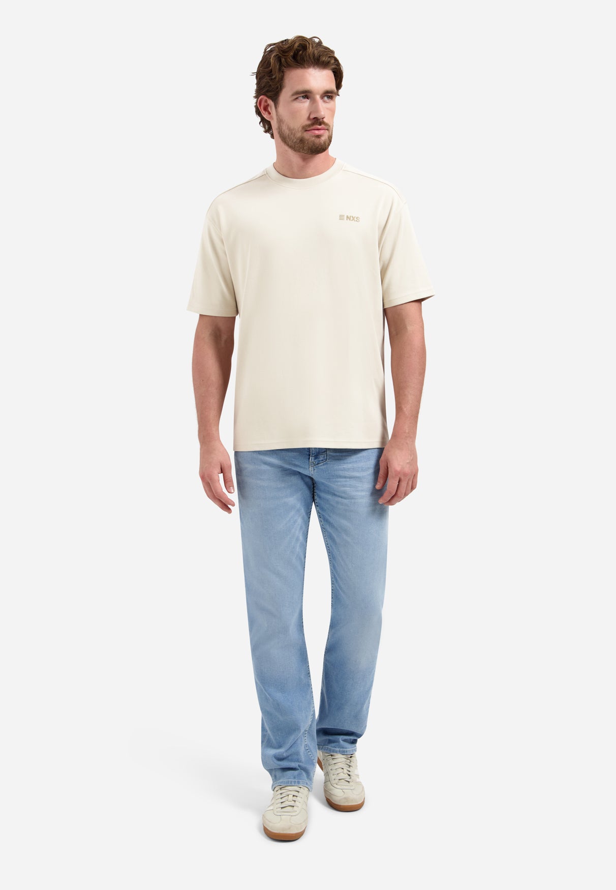 T-shirt met ronde hals, korte mouwen en print op de rug | Stone