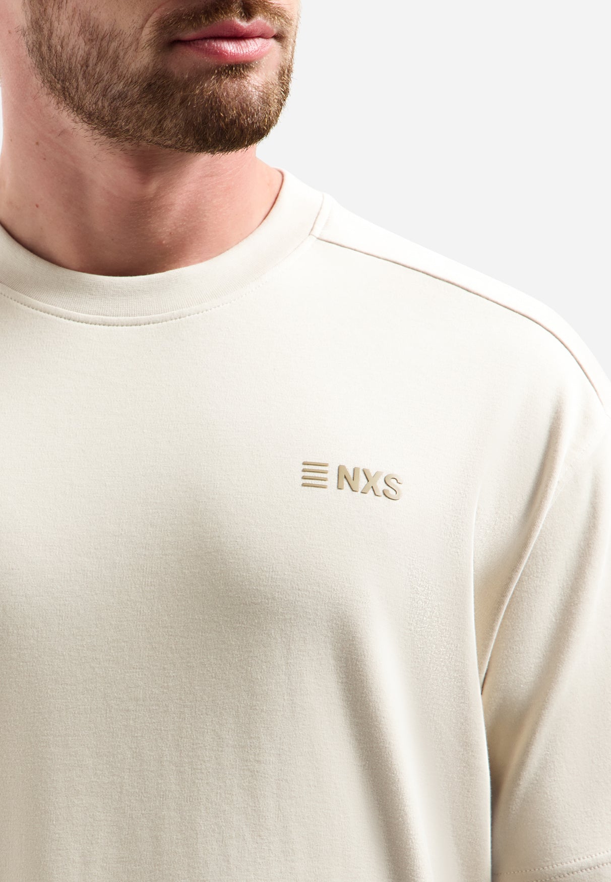T-shirt met korte mouwen en ronde hals met rugprint | Stone