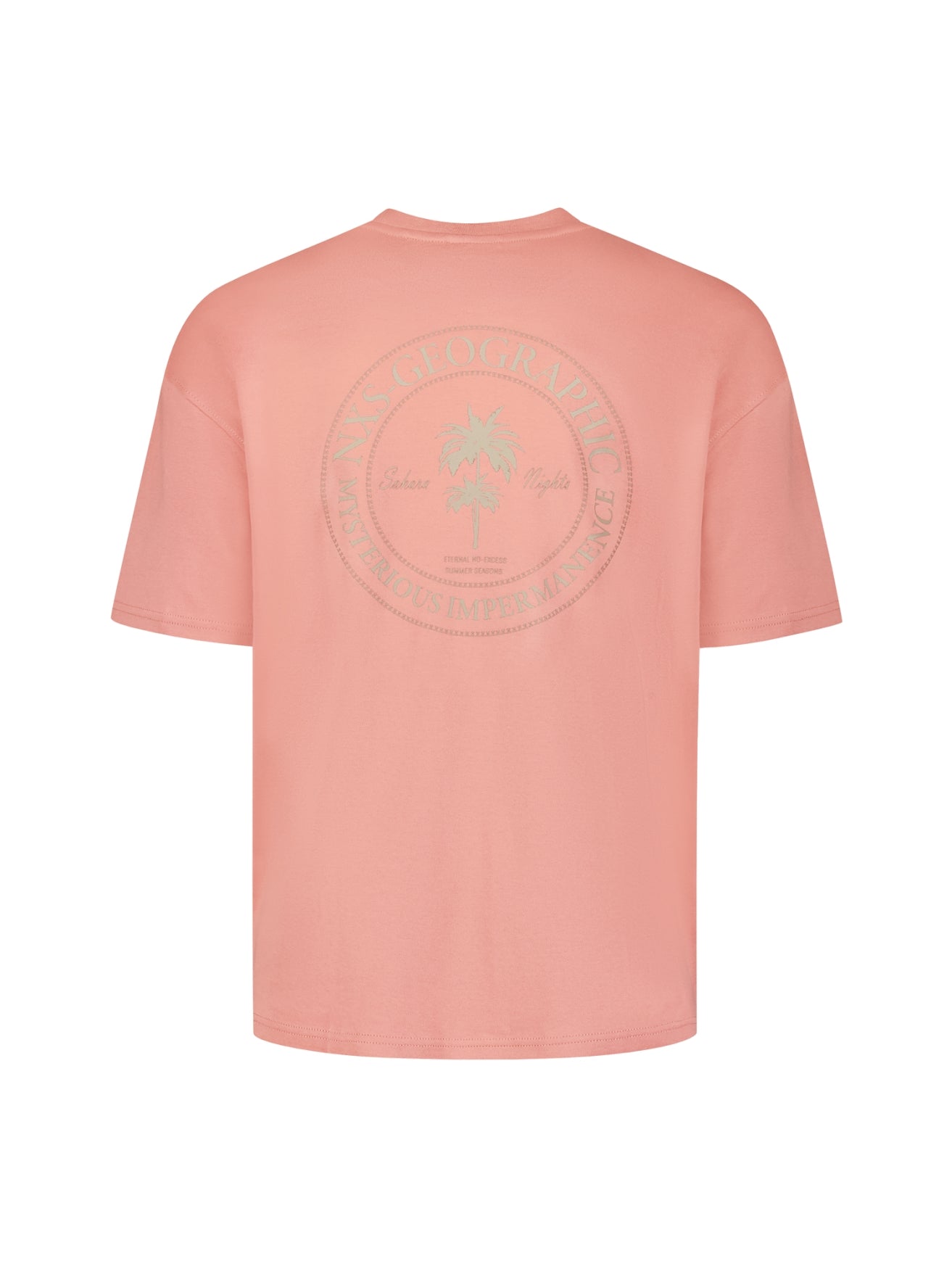 crewneck T-shirt met korte mouwen en rugprint | Coral