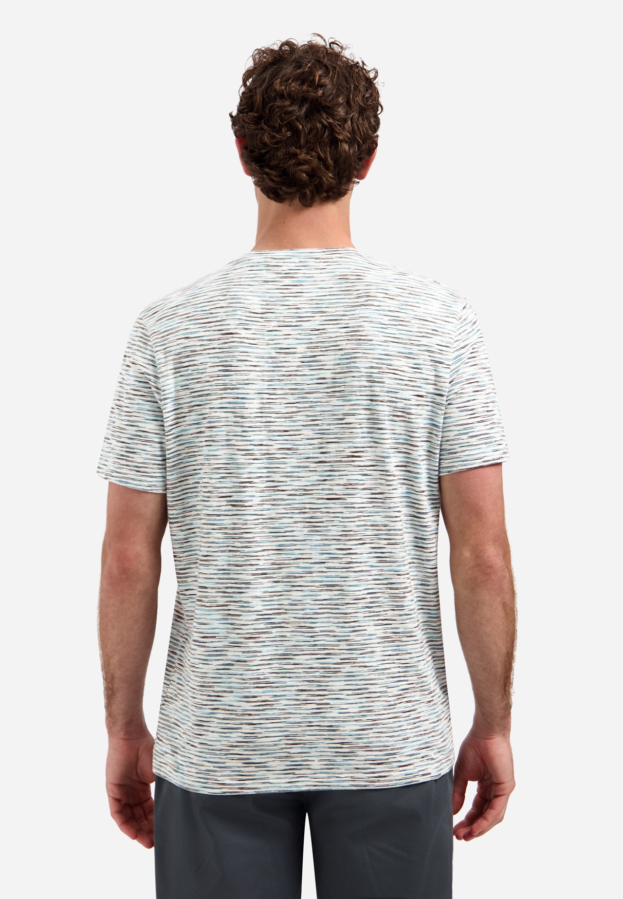 Gestreepte T-shirt met ronde hals en korte mouwen | White