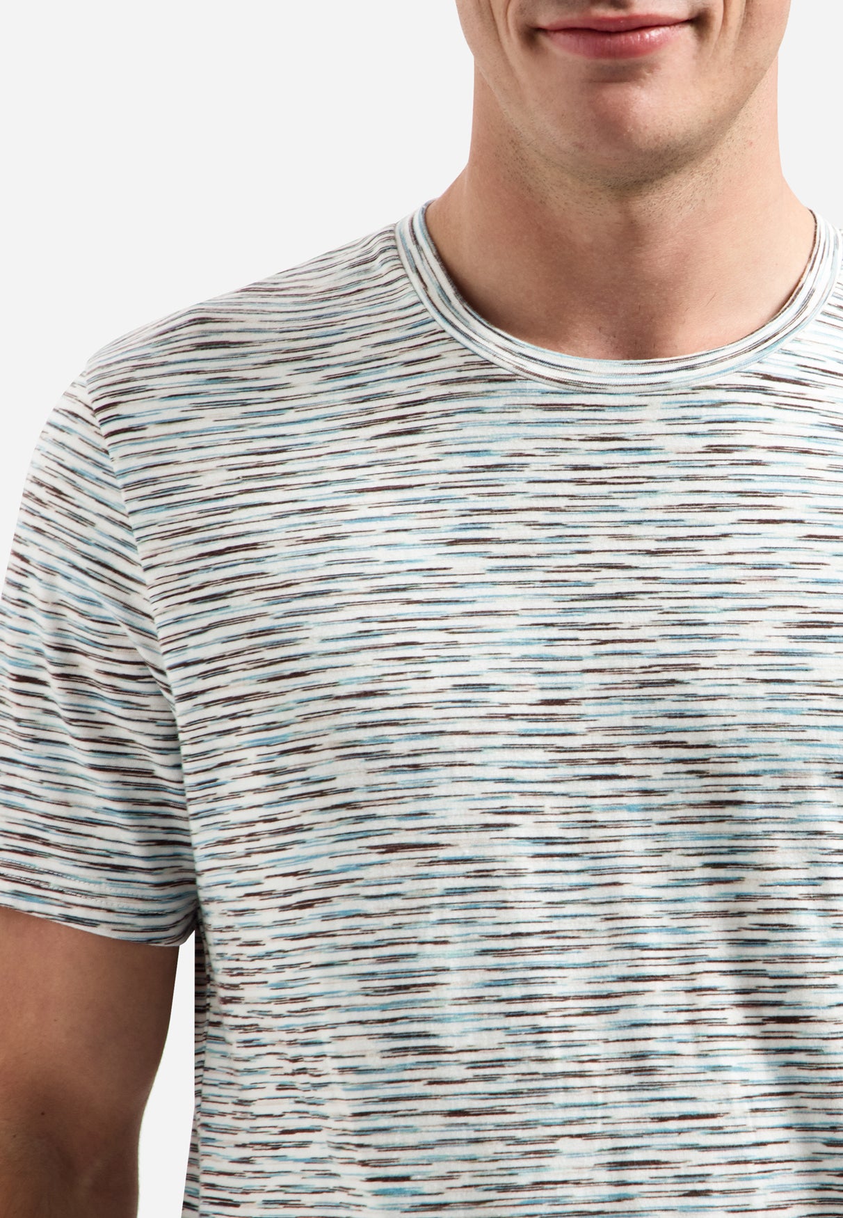 Gestreepte T-shirt met ronde hals en korte mouwen | White