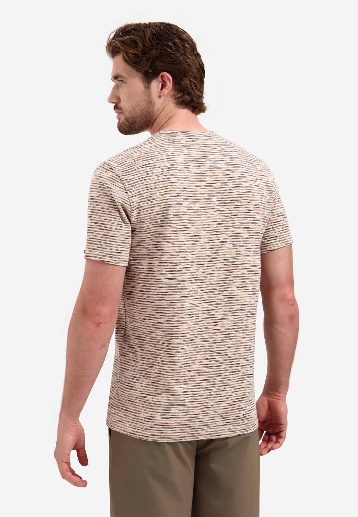 Gestreepte T-shirt met ronde hals en korte mouwen | Stone