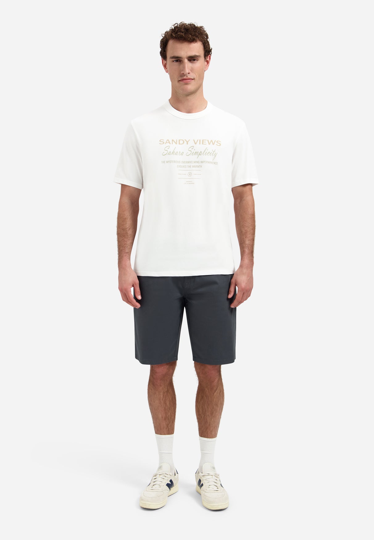 Gestreepte T-shirt met ronde hals en korte mouwen | White