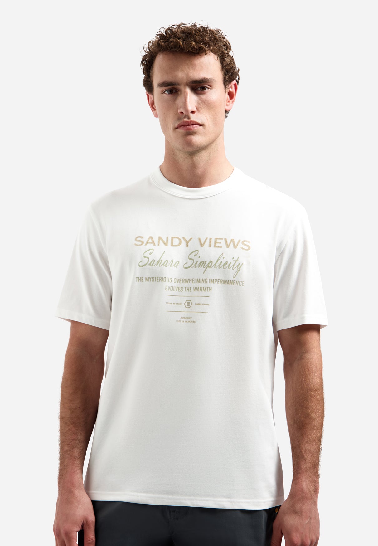 Gestreepte T-shirt met ronde hals en korte mouwen | White