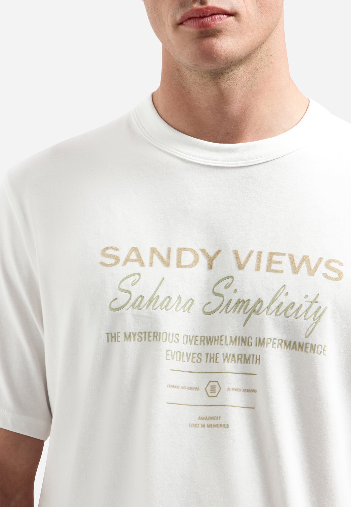 Gestreepte T-shirt met ronde hals en korte mouwen | White