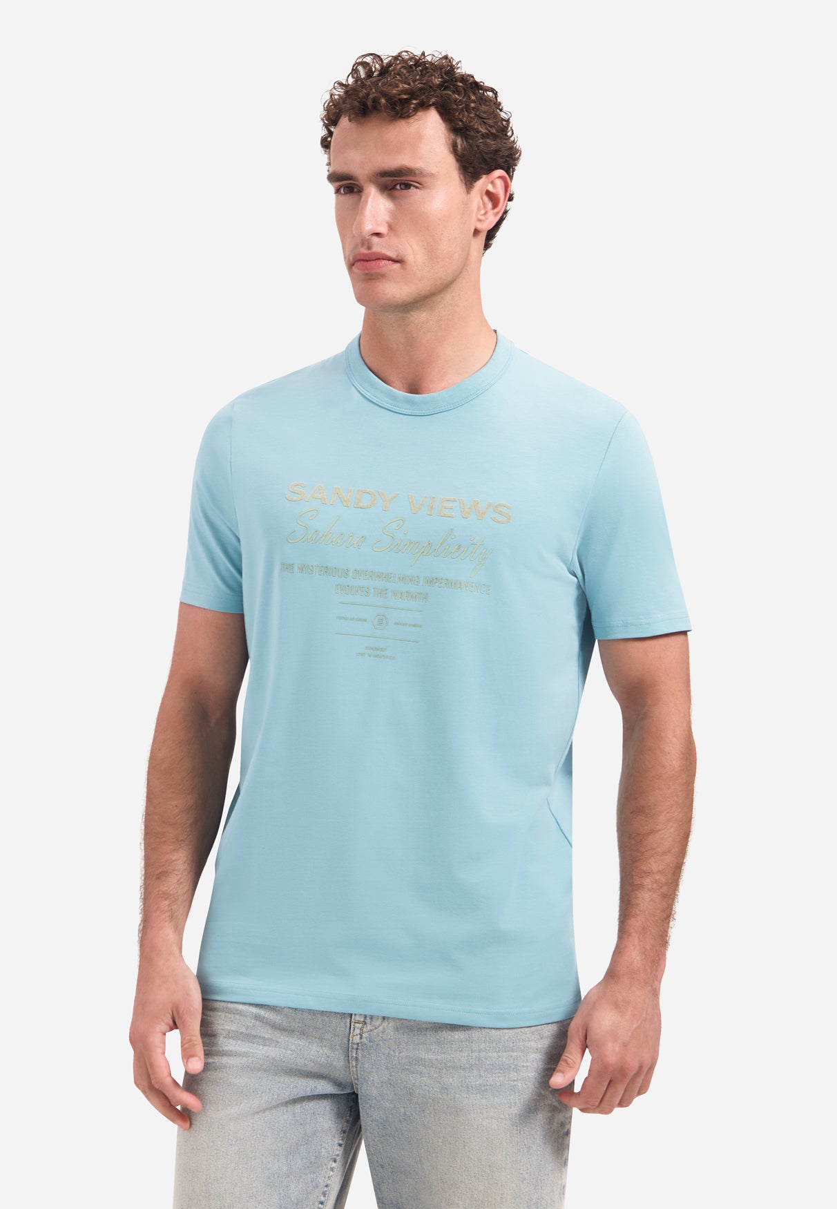T-shirt met ronde hals en korte mouwen met print | Seablue