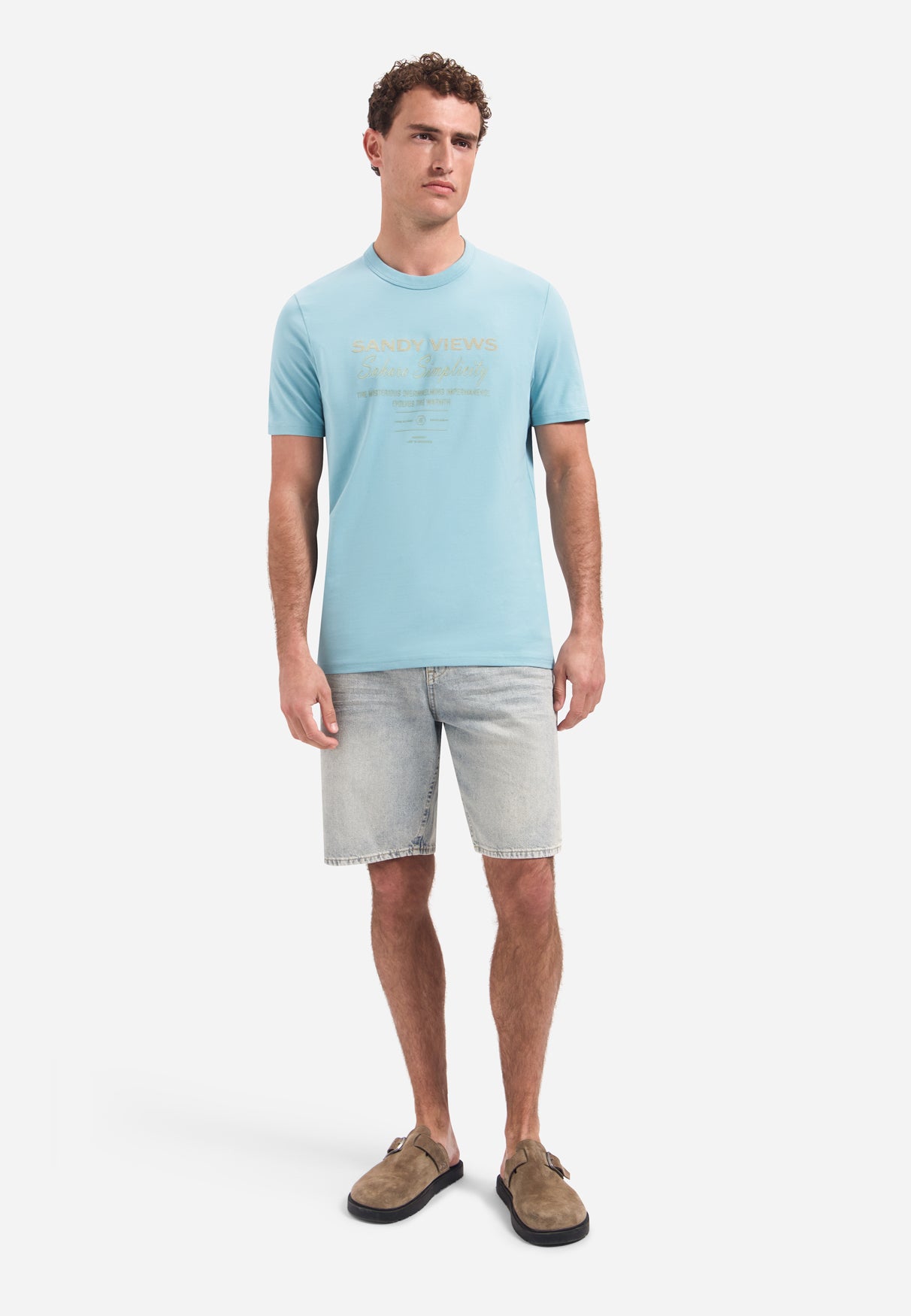 T-shirt met ronde hals en korte mouwen met print | Seablue