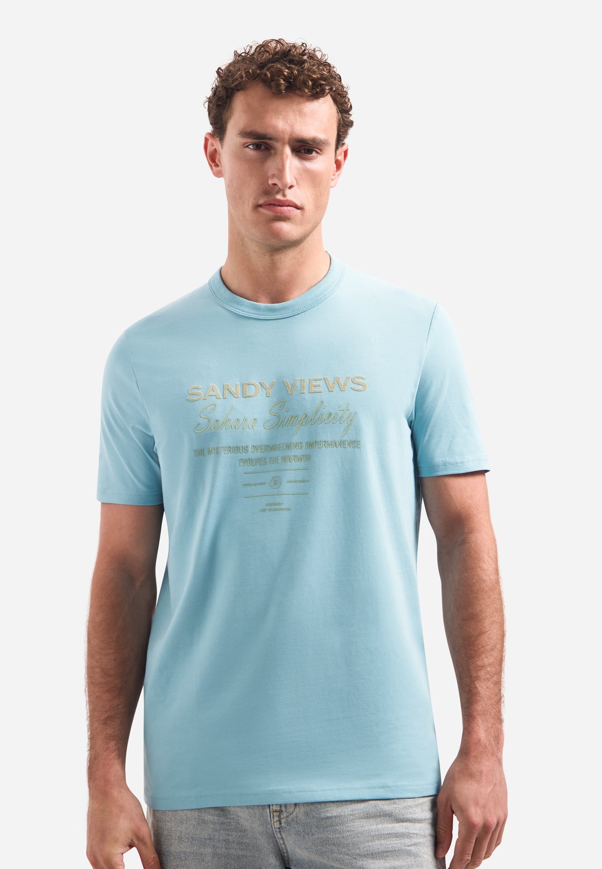 T-shirt met ronde hals en korte mouwen met print | Seablue
