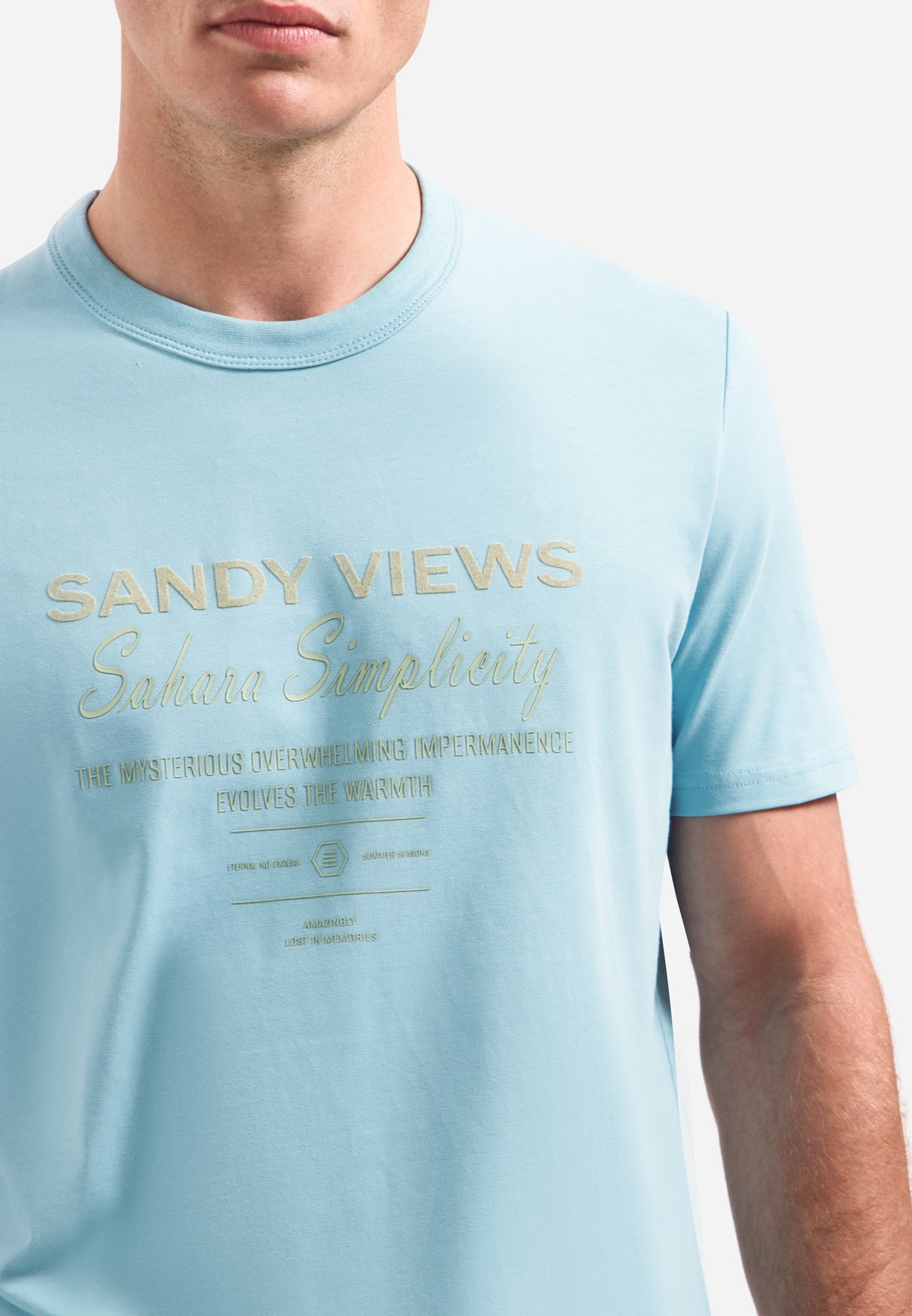 T-shirt met ronde hals en korte mouwen met print | Seablue