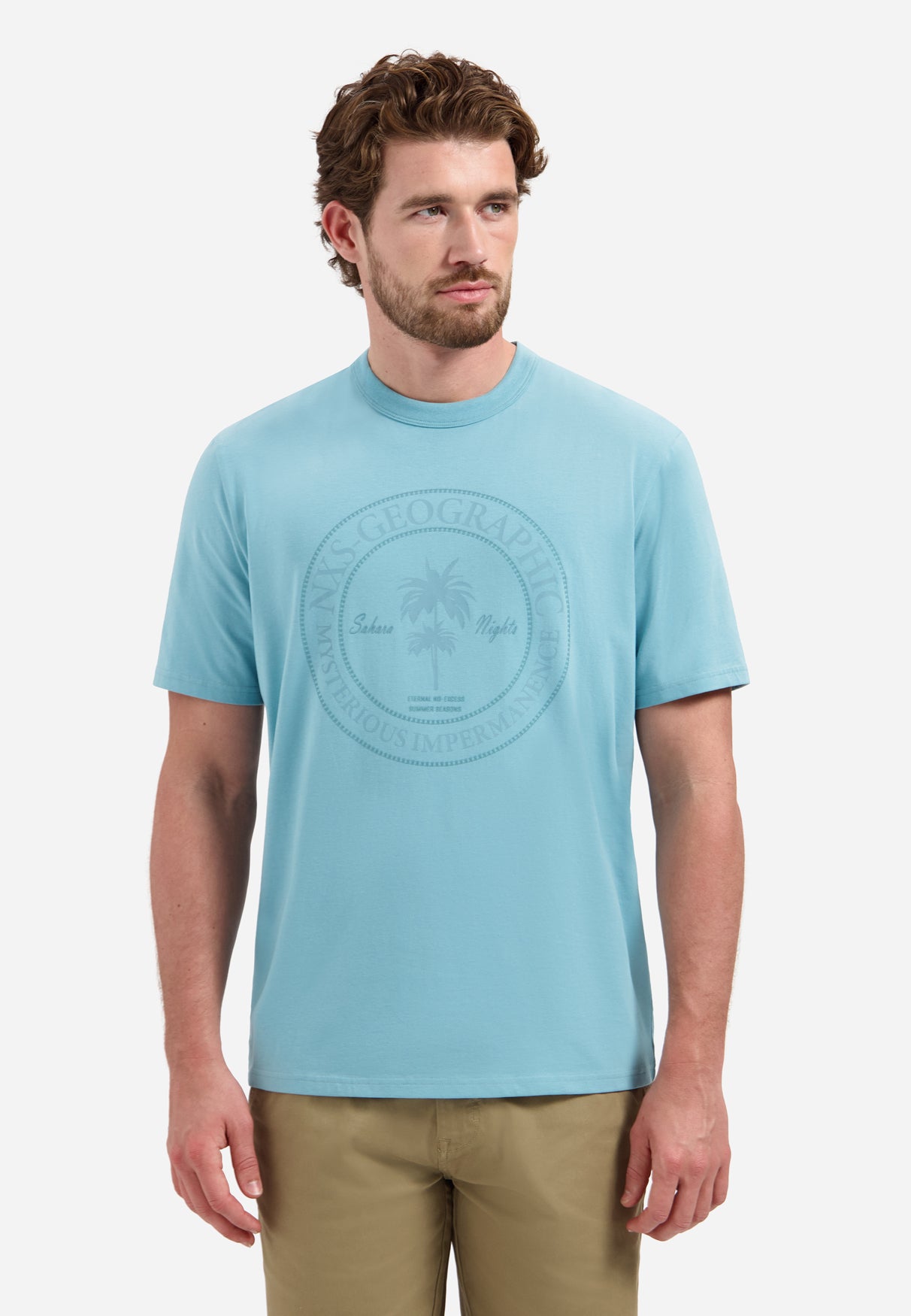 T-shirt met ronde hals en korte mouwen met print | Seablue