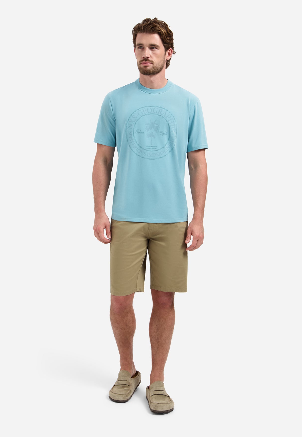 T-shirt met ronde hals en korte mouwen met print | Seablue