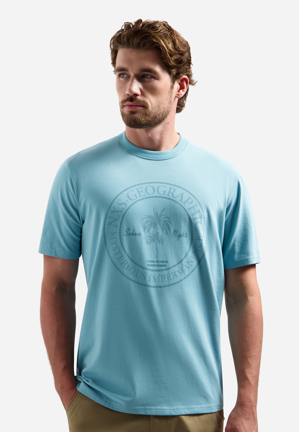 crewneck T-shirt met korte mouwen en print | Seablue