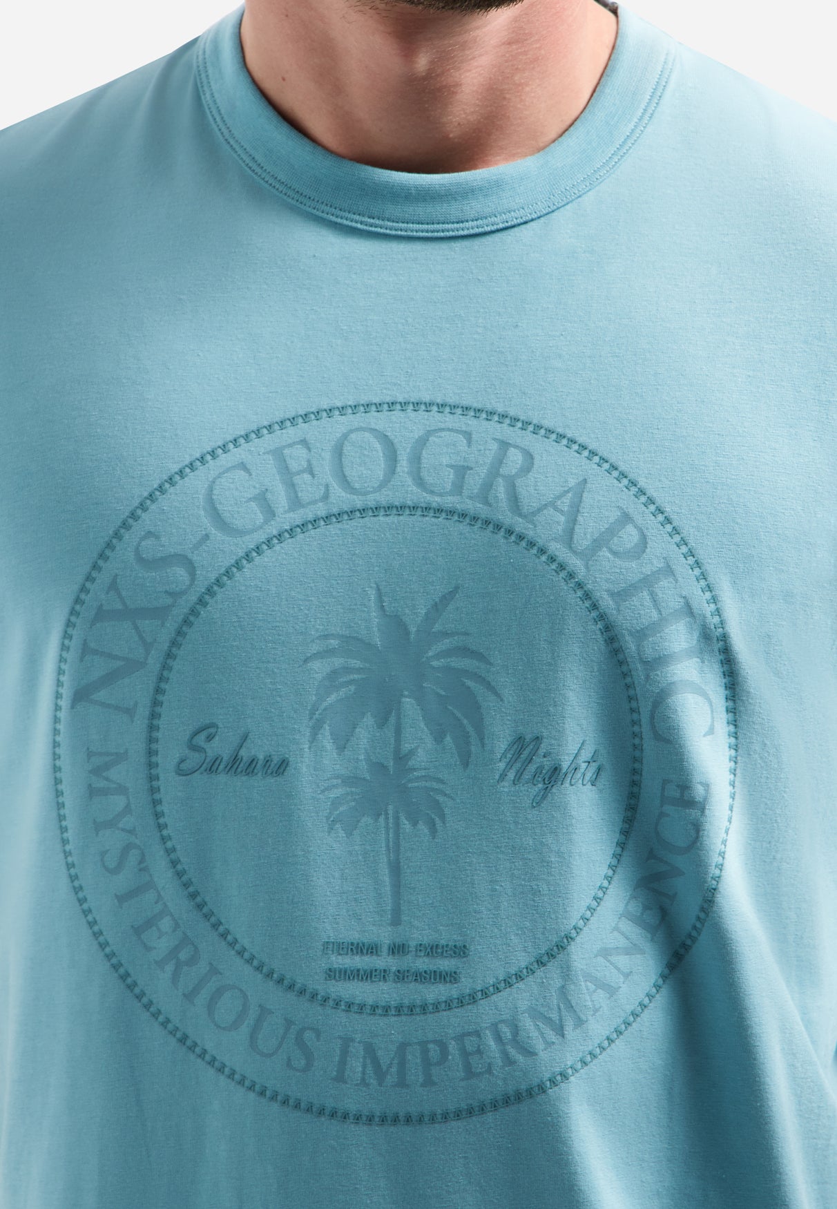 crewneck T-shirt met korte mouwen en print | Seablue