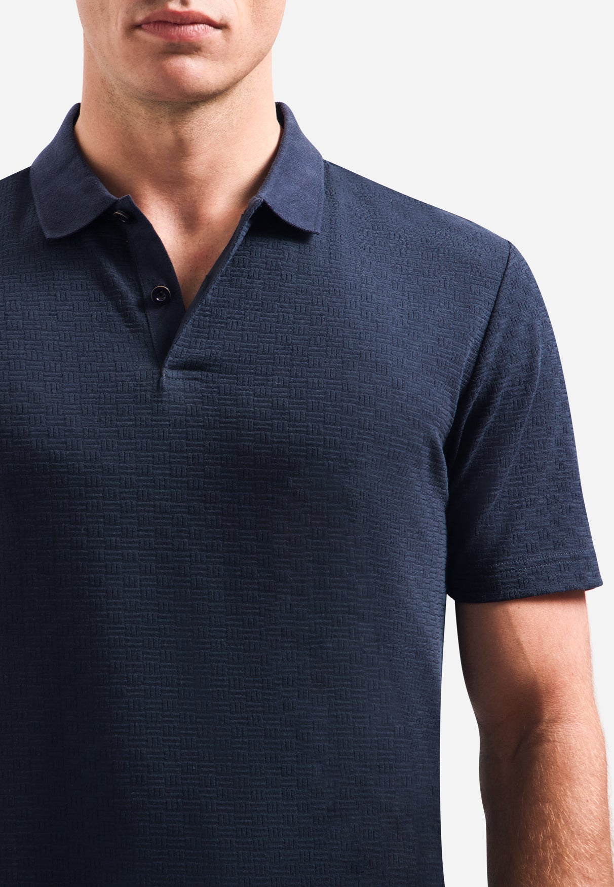 Gestructureerde V-hals polo met korte mouwen | Night