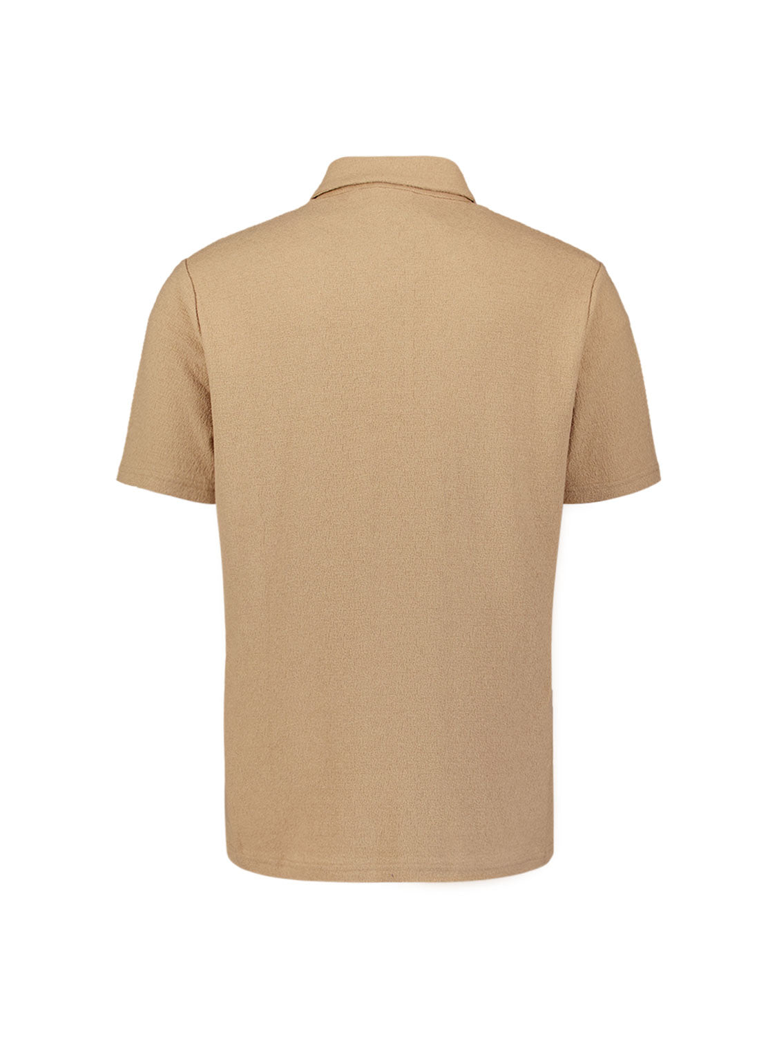 V-hals polo met korte mouwen en ritssluiting | Sand