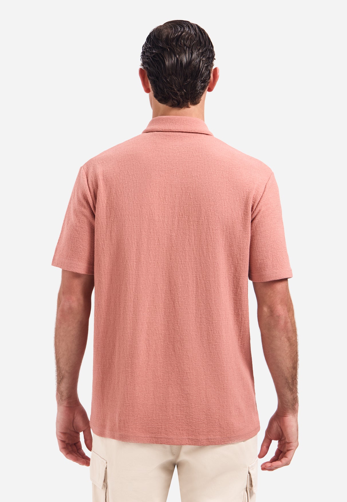 Polo met V-hals, korte mouwen en ritssluiting aan de voorkant | Coral