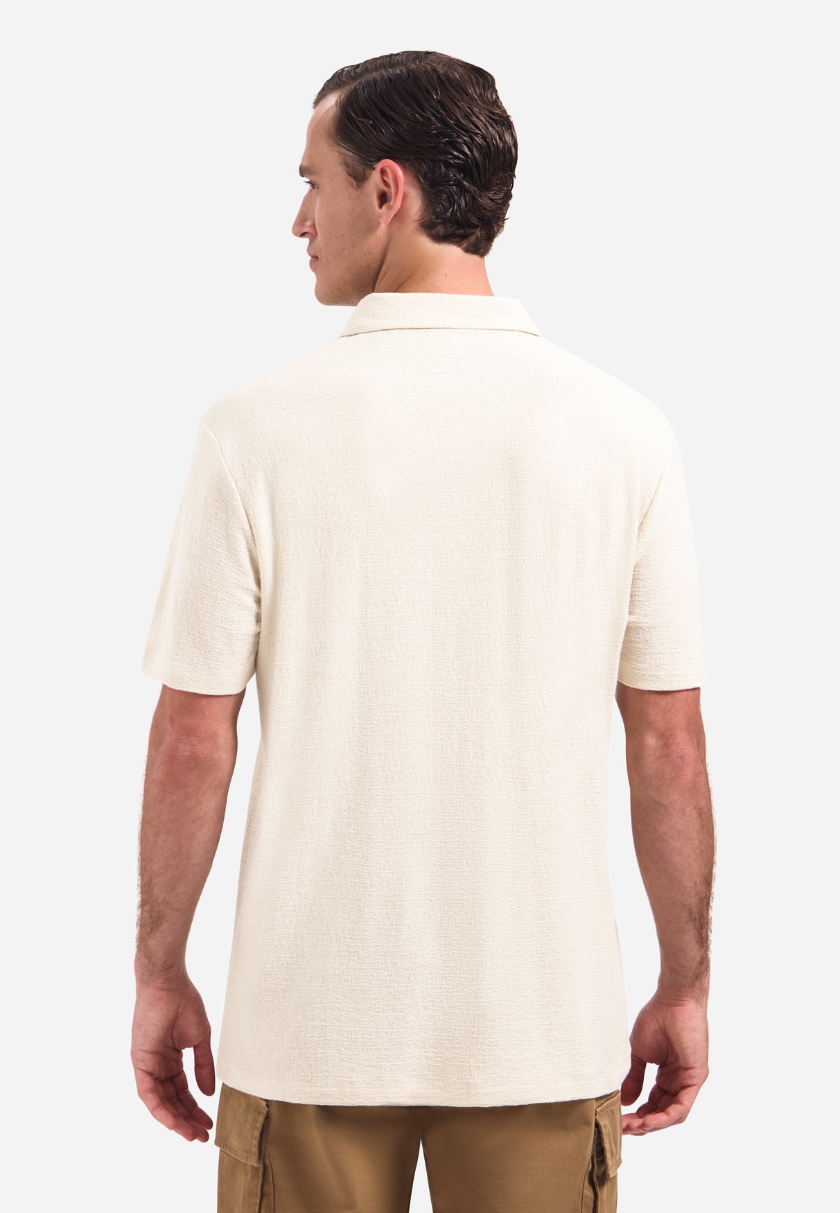 Polo met V-hals, korte mouwen en structuur | Stone
