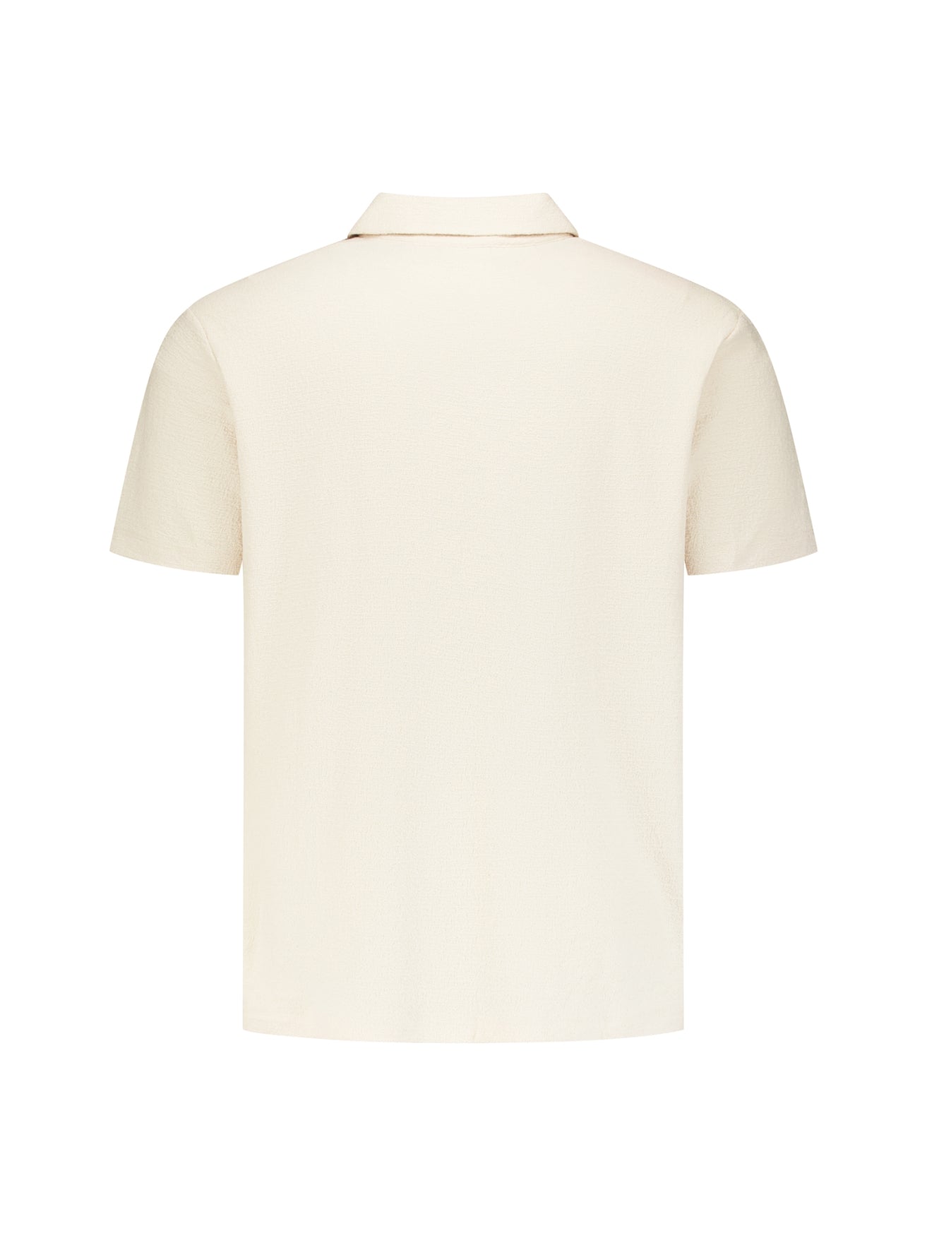 Textured V-hals polo met korte mouwen | Stone