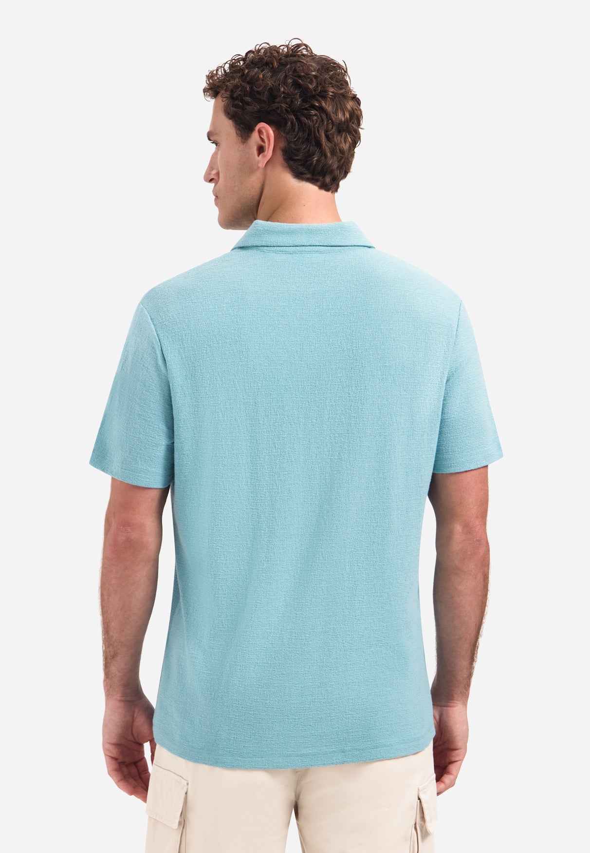 Polo met V-hals, korte mouwen en structuur | Seablue