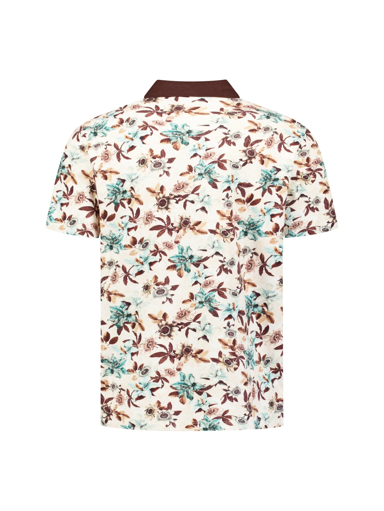 Polo met korte mouwen, V-hals en bloemenprint | Seablue