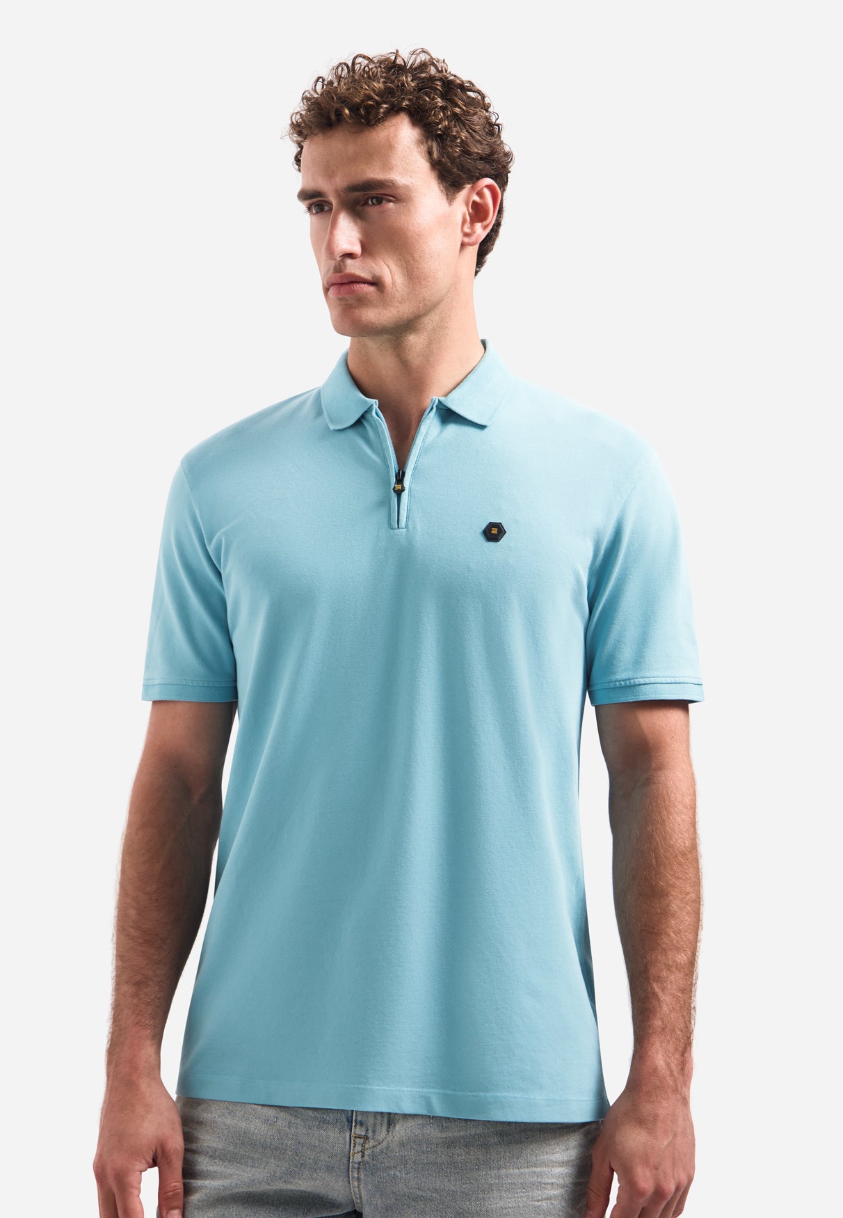Halfzip polo met korte mouwen | Seablue
