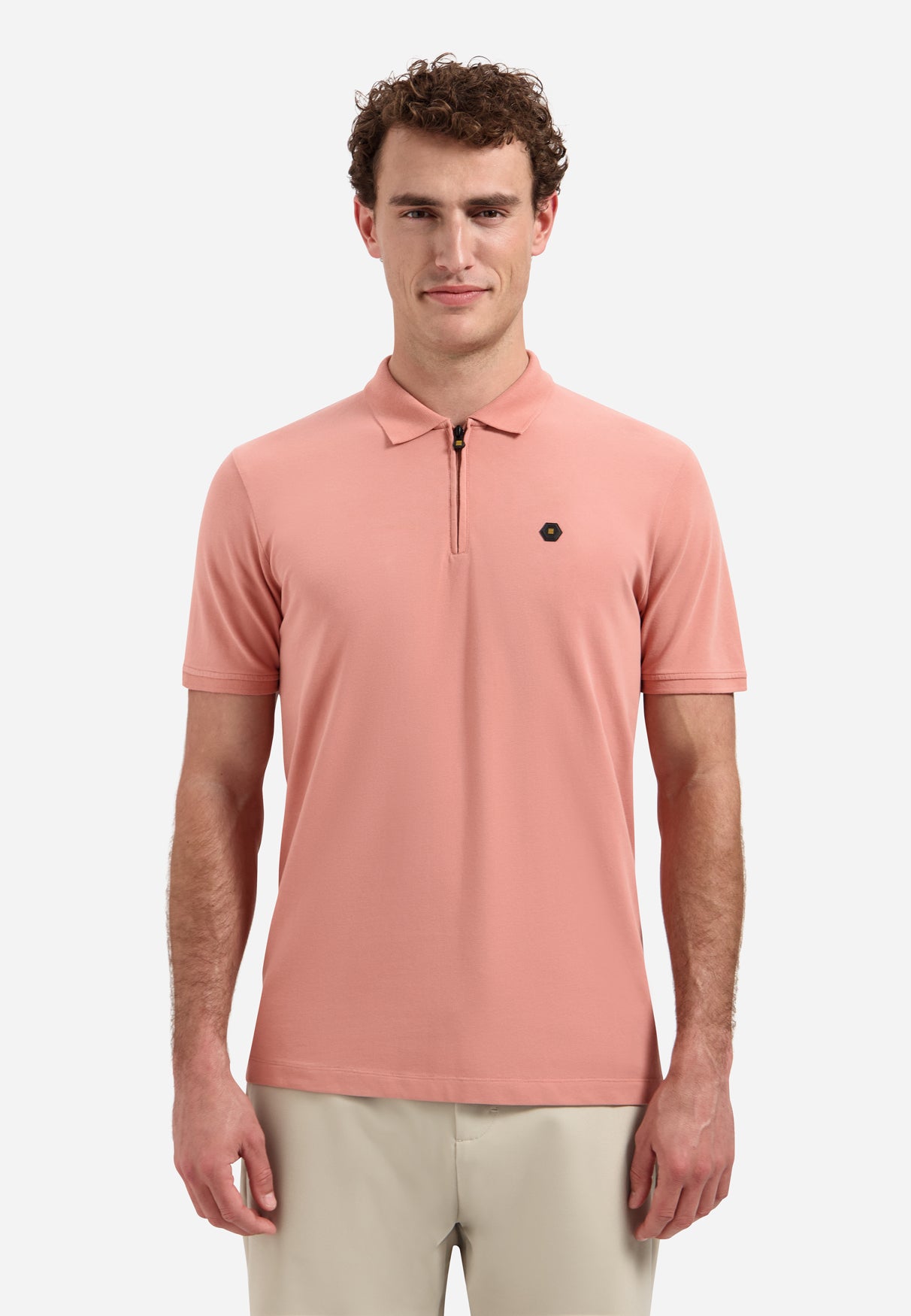 Polo met halve rits en korte mouwen | Coral