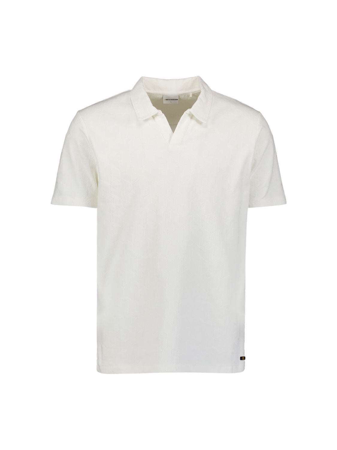V-hals polo met korte mouwen en jacquardprint | Wit