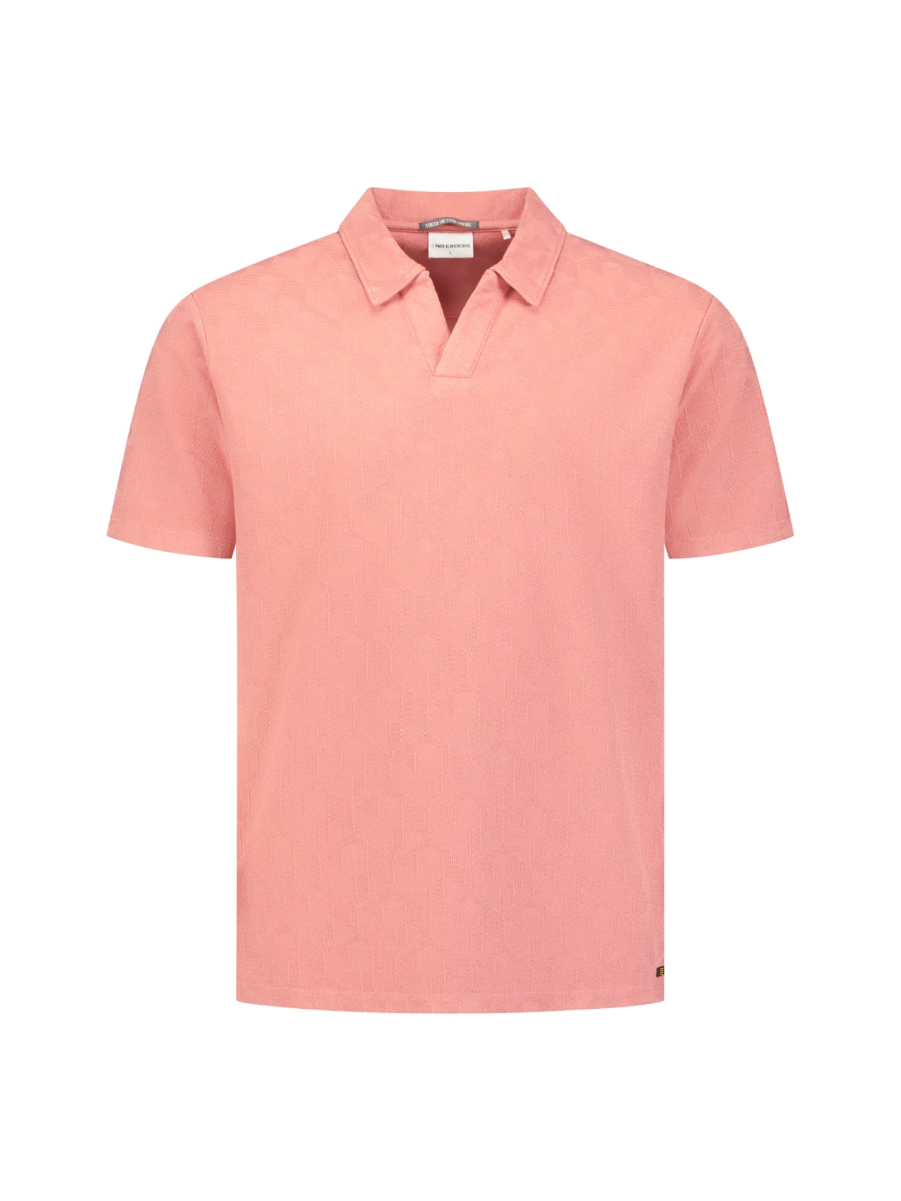 V-hals polo met korte mouwen en jacquardprint | Coral