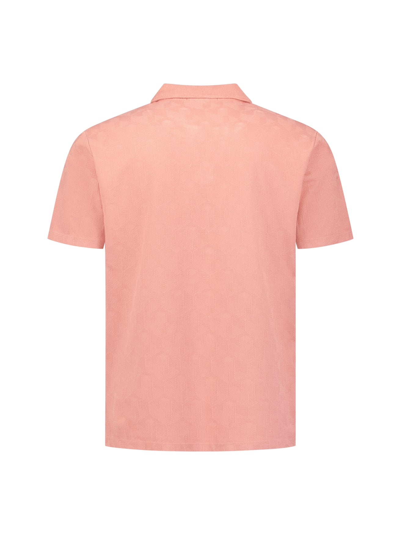 V-hals polo met korte mouwen en jacquardprint | Coral