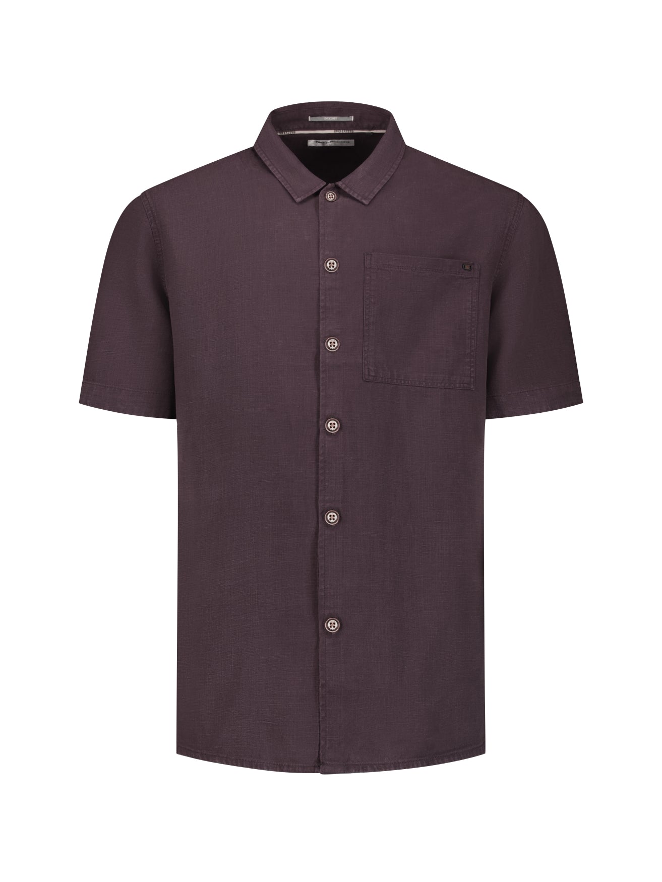 Overhemd van linnenmix met korte mouwen | Dark Brown