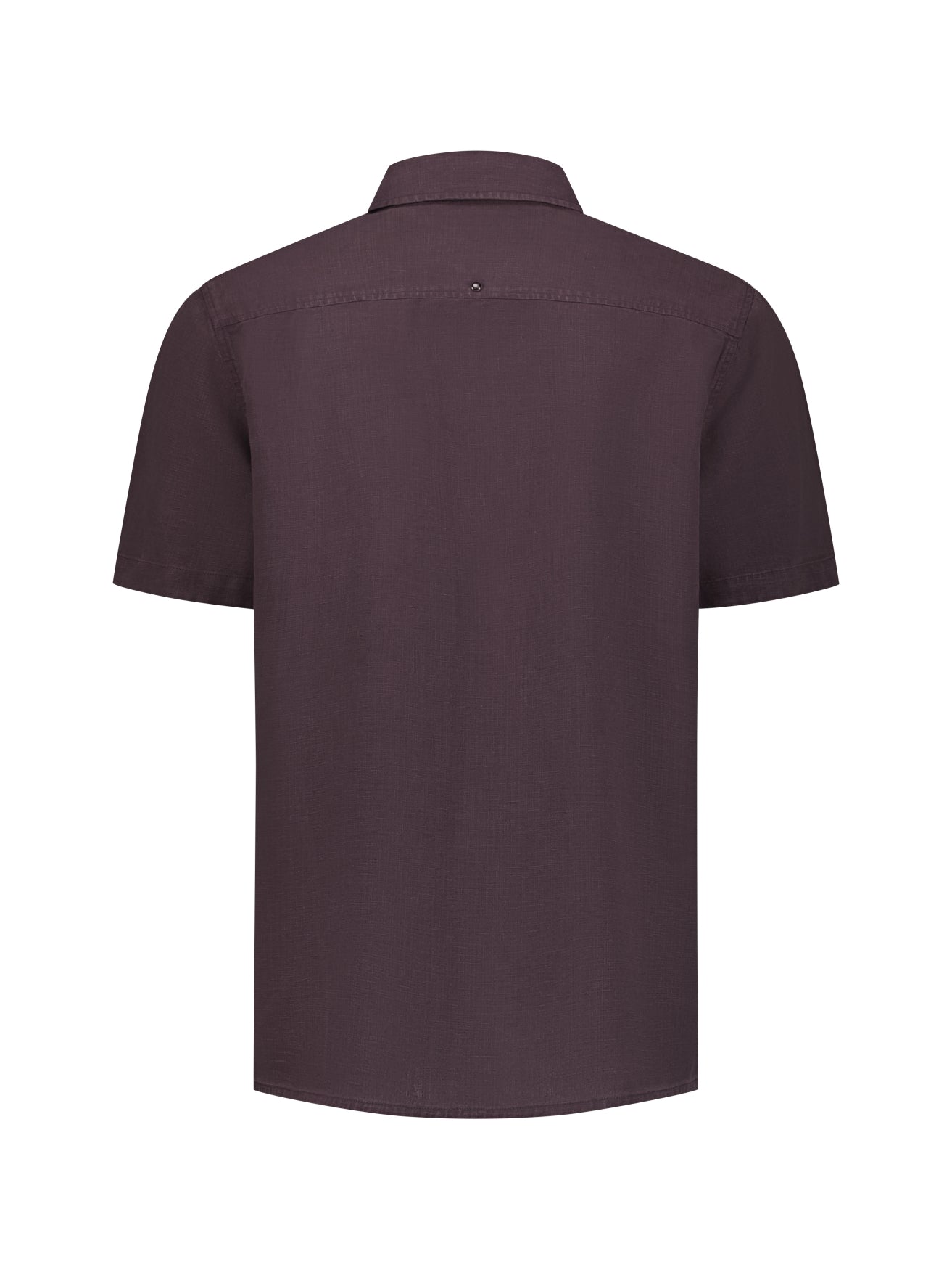 Overhemd van linnenmix met korte mouwen | Dark Brown