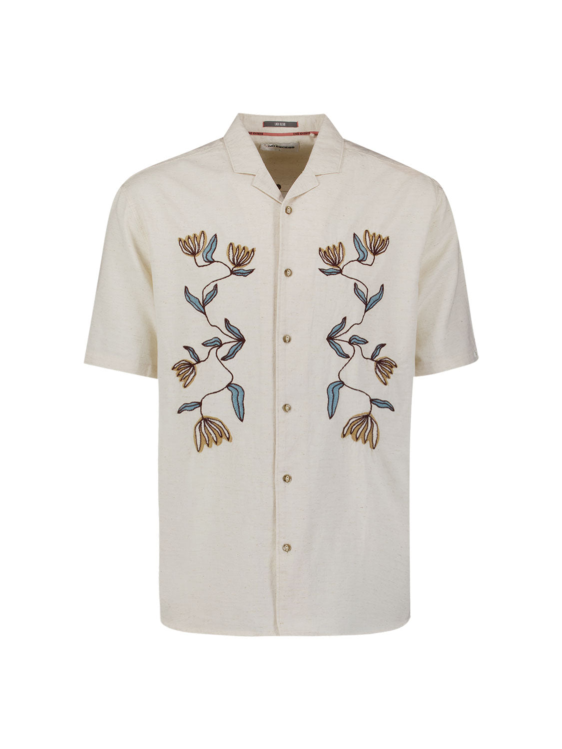 Shirt met korte mouwen en geborduurde bloemen | Stone