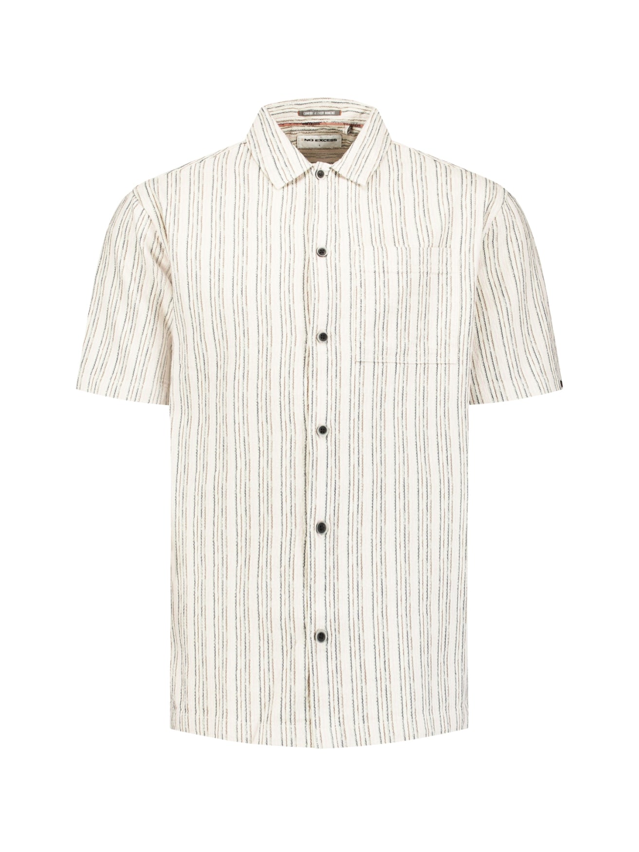 Short-sleeve multi-color striped shirt | Stone