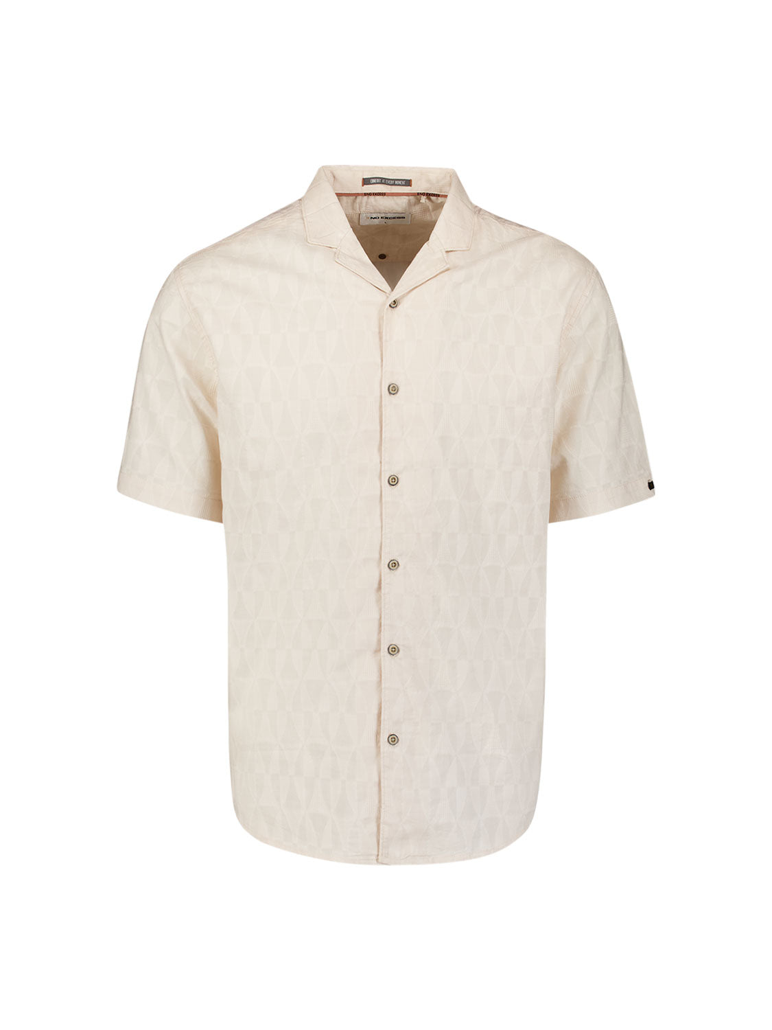 Jacquard overhemd met korte mouwen | Stone