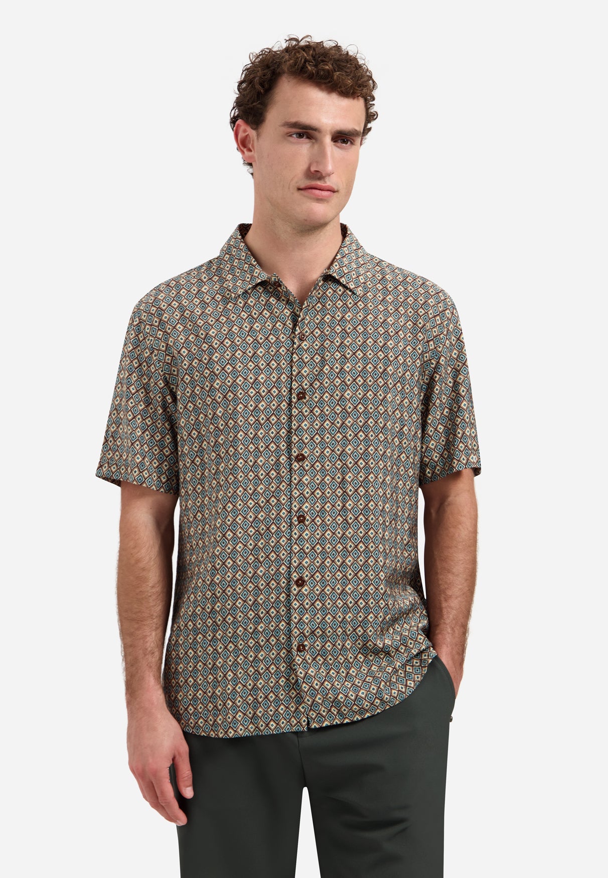 Overhemd met korte mouwen en all-over print | Seablue