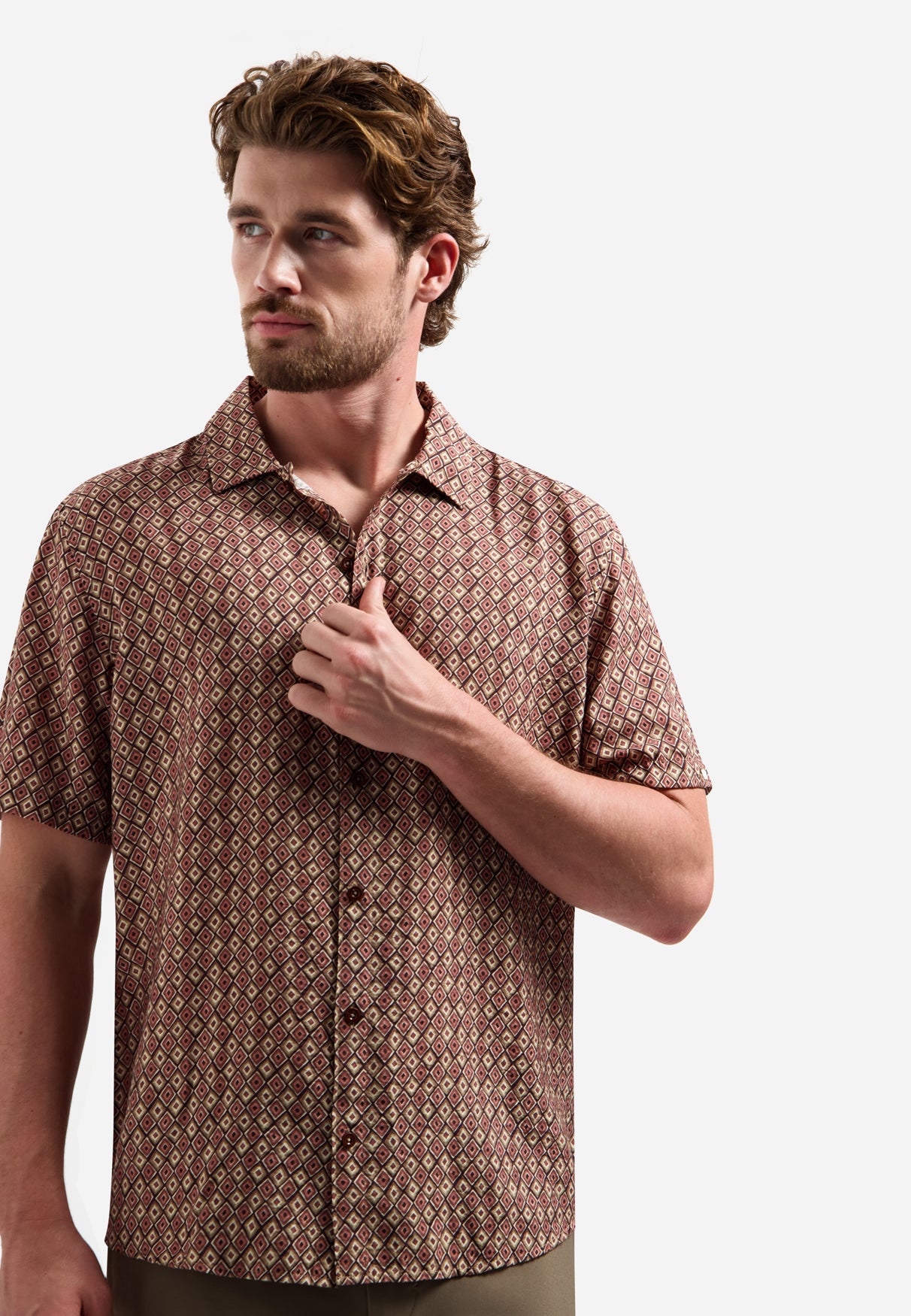 Shirt met korte mouwen en all-over print | Coral