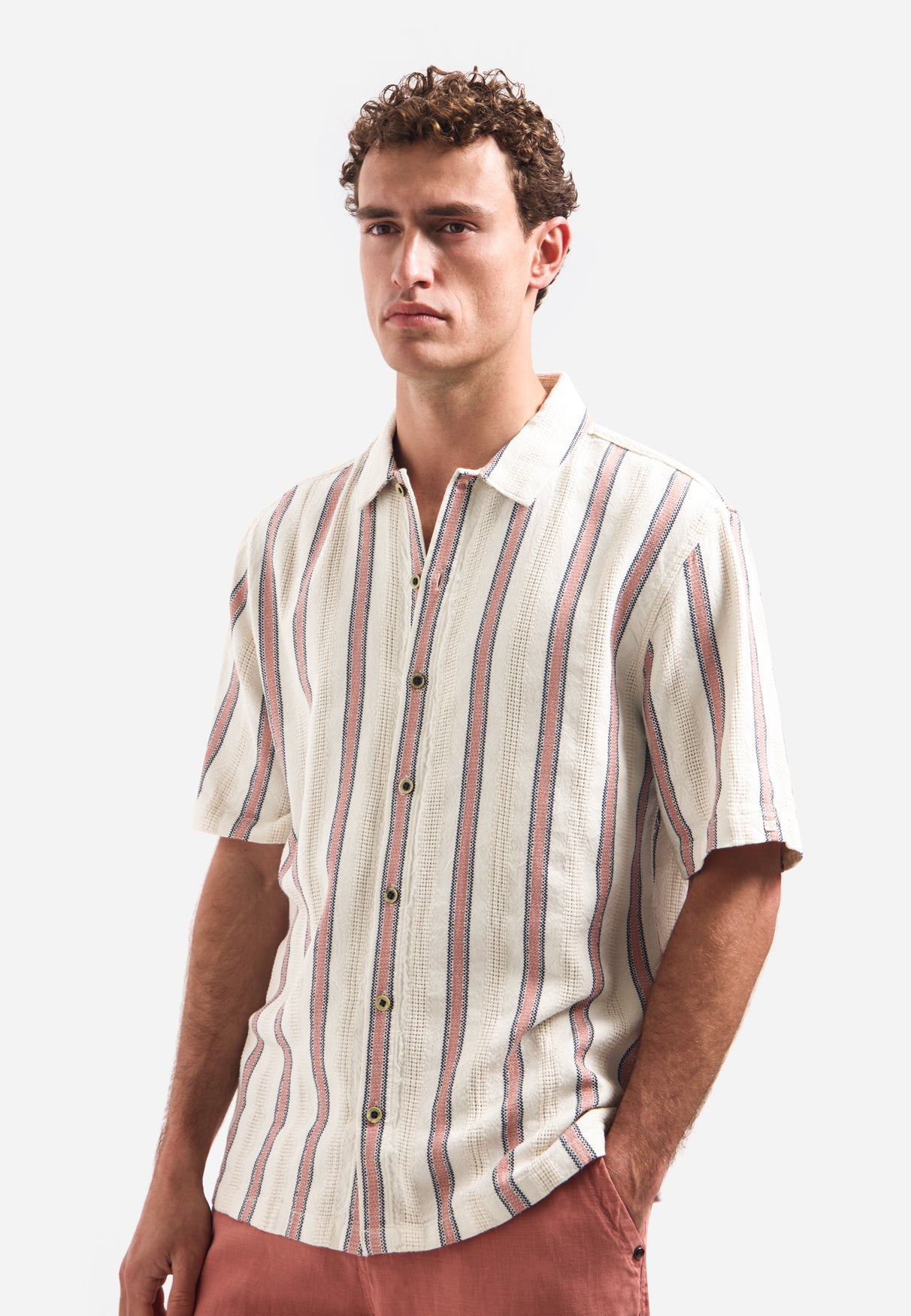 Shirt met korte mouwen en strepen | Coral