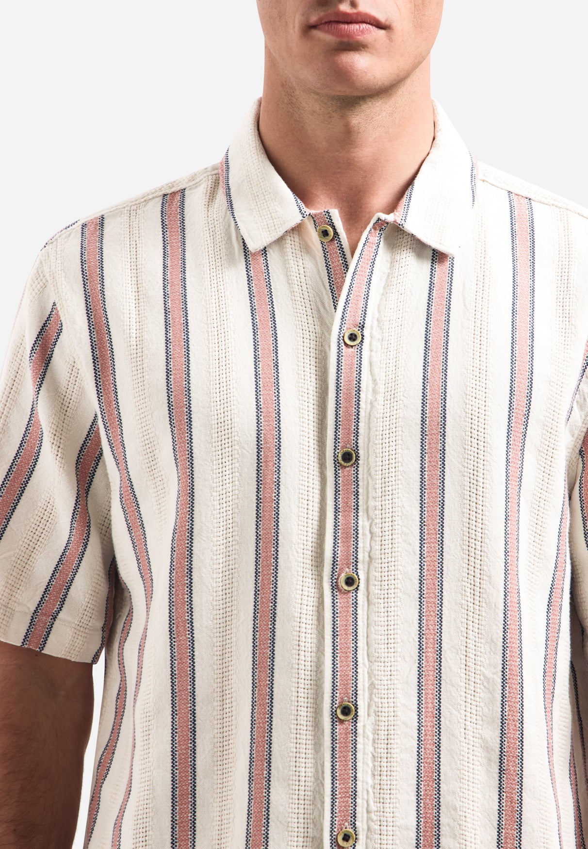 Shirt met korte mouwen en strepen | Coral