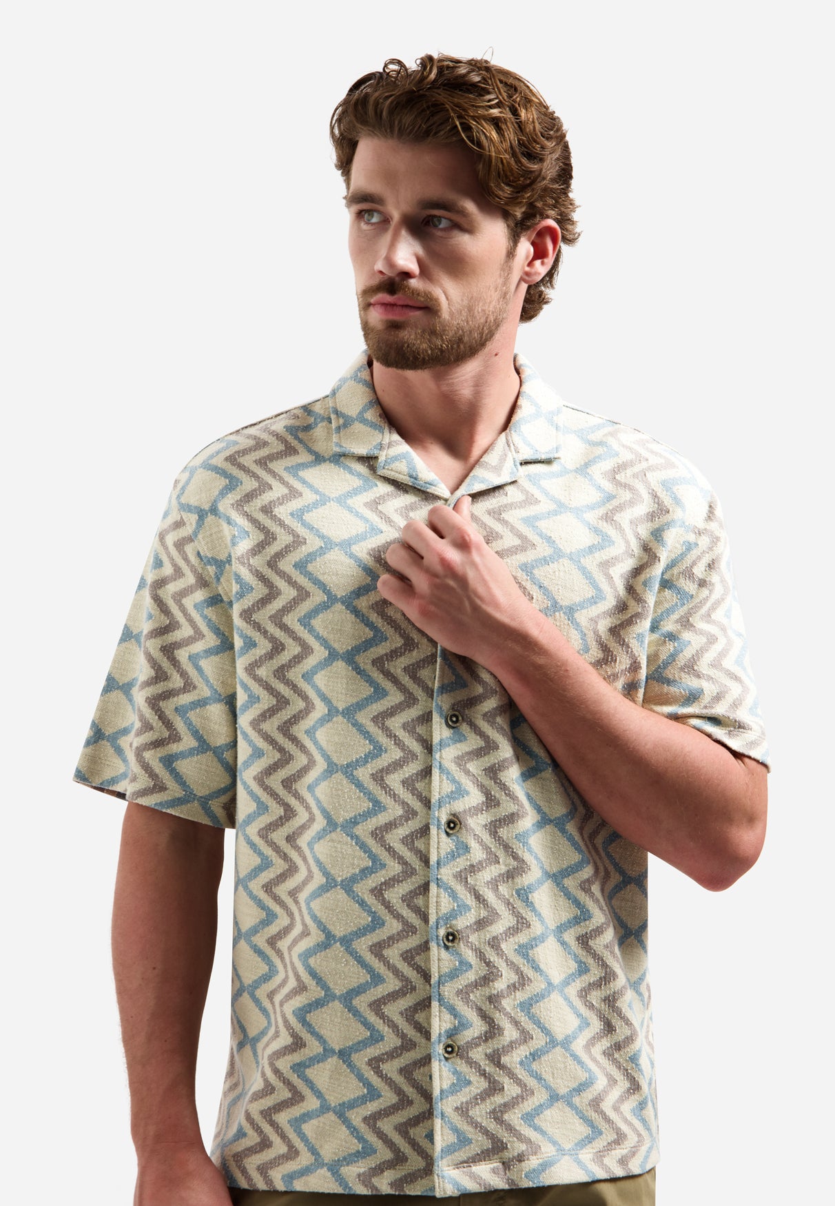 Shirt met korte mouwen en zigzagprint | Stone