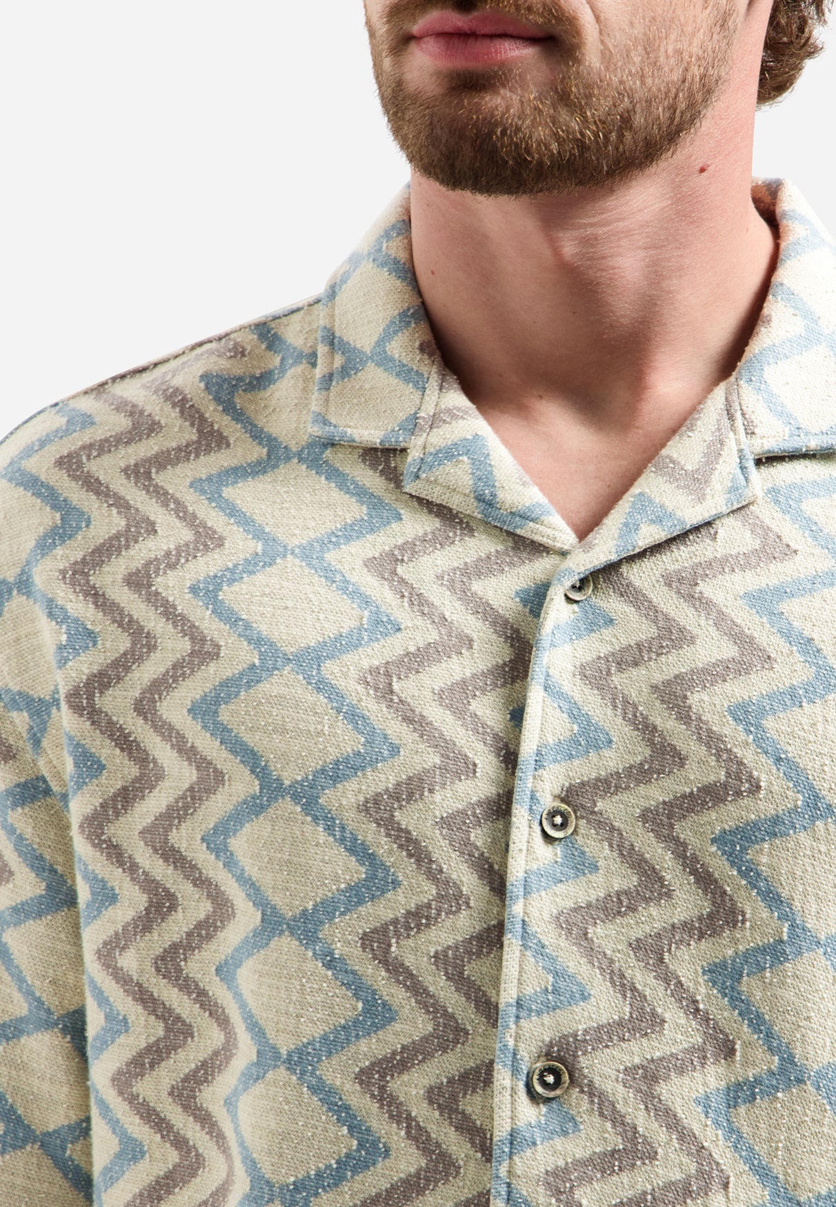 Shirt met korte mouwen en zigzagprint | Stone