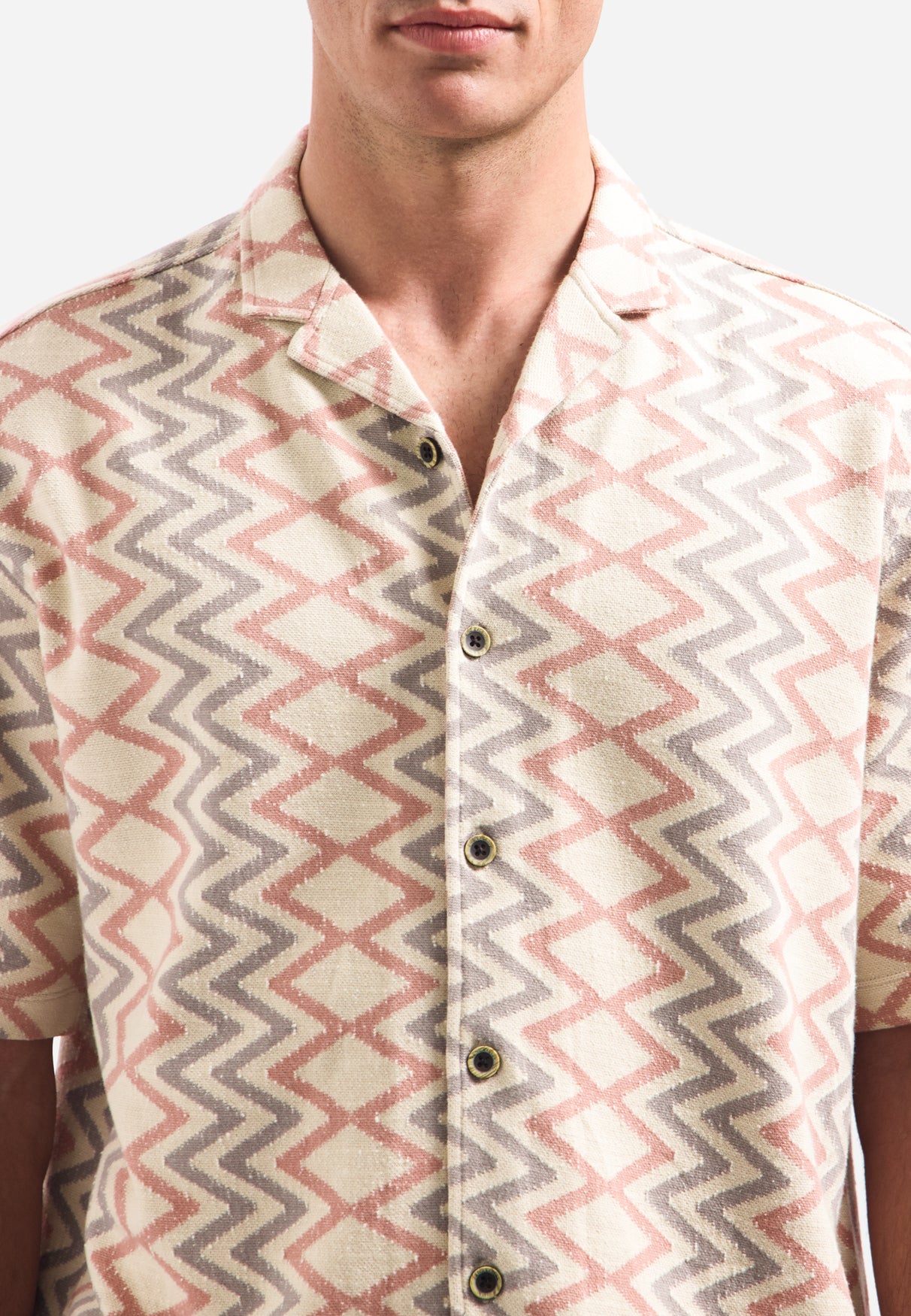 Shirt met korte mouwen en zigzagprint | Coral