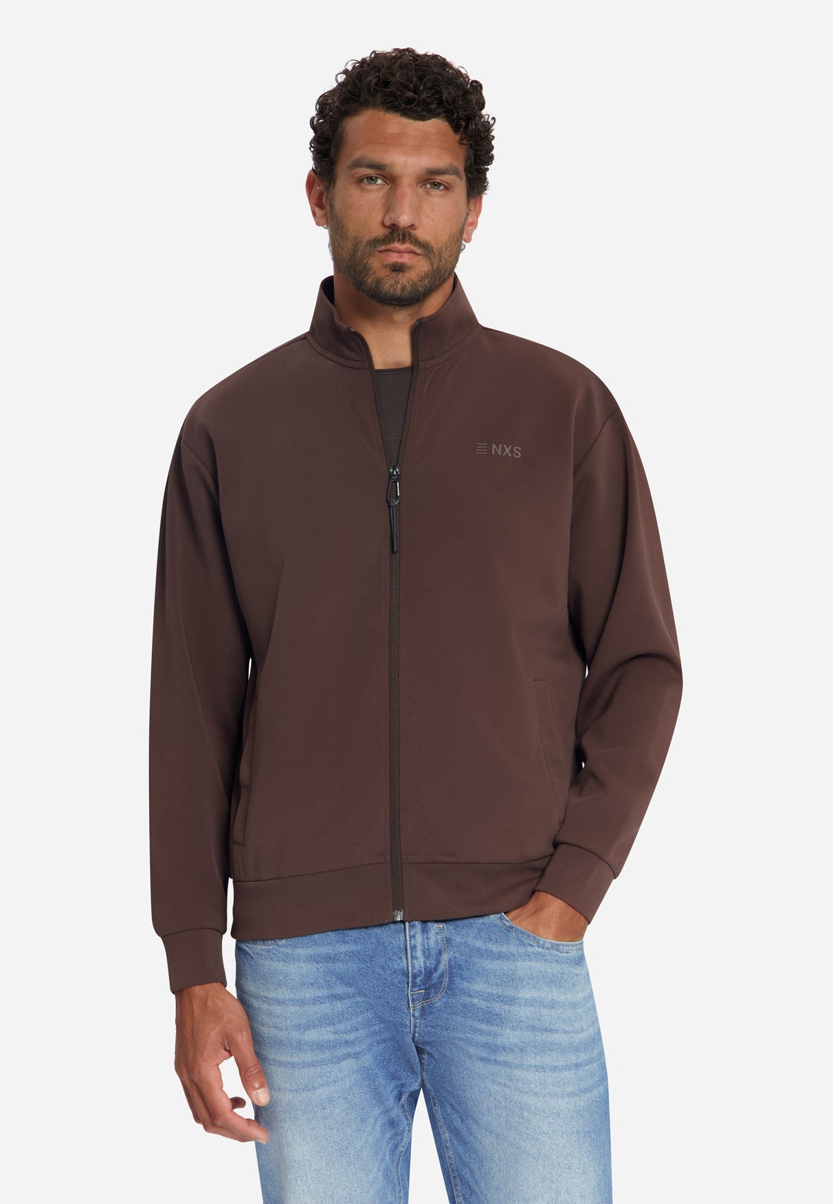 Sweat Vest met Rits | Dark Brown