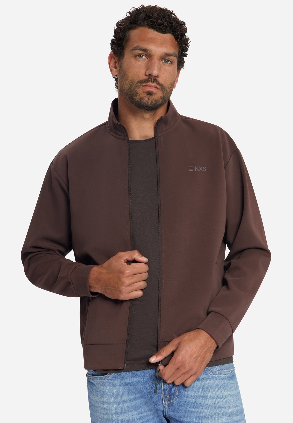 Sweat Vest met Rits | Dark Brown